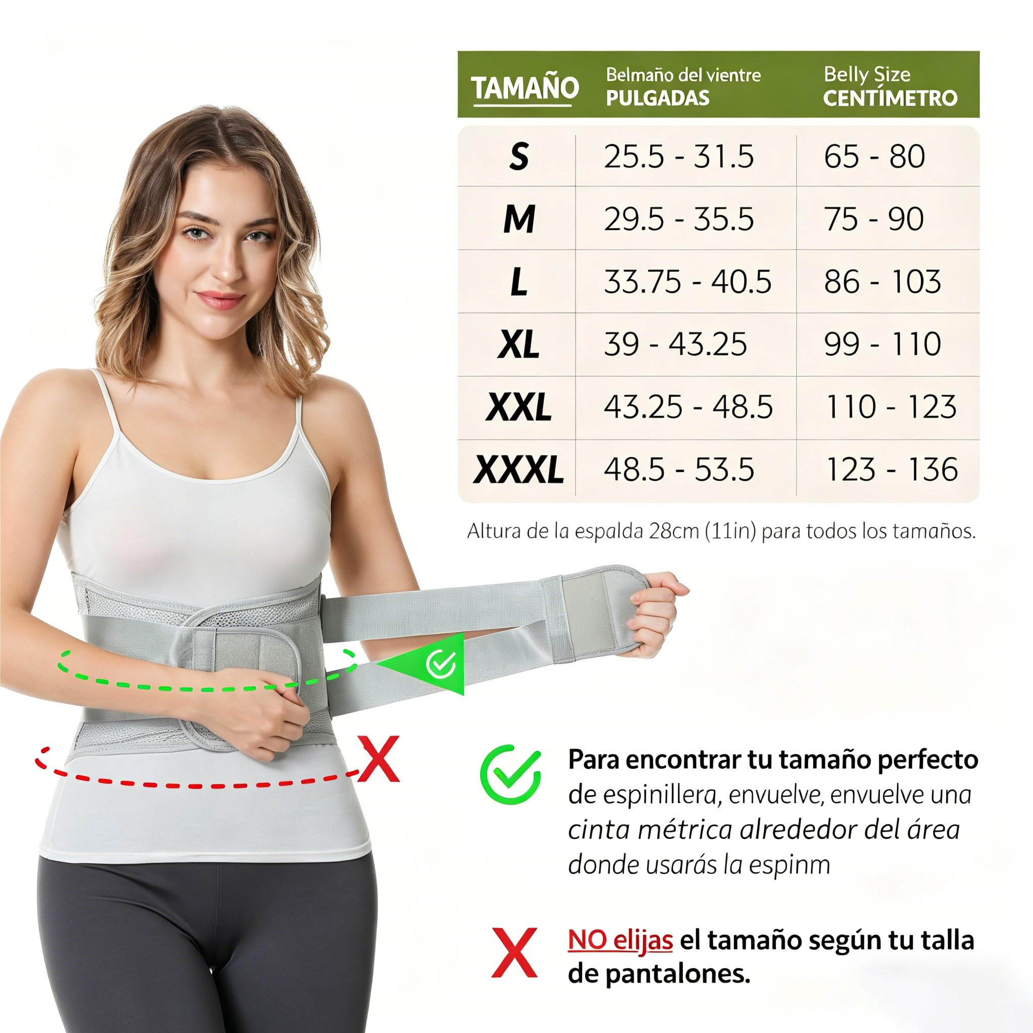 NEOtech Care Faja de espalda ULTRA LIGERA - Apoyo lumbar/para la postura - Tejido transpirable para el ejercicio - Compresión adaptable (Gris XL)
