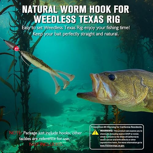 Miniatura 4 de Dovesun EWG - Ganchos de gusano compensados de Texas Rig Hooks Bass Hooks 100 unidades50 ganchos de pesca para agua dulce y salada 1 # 10 20 30 40