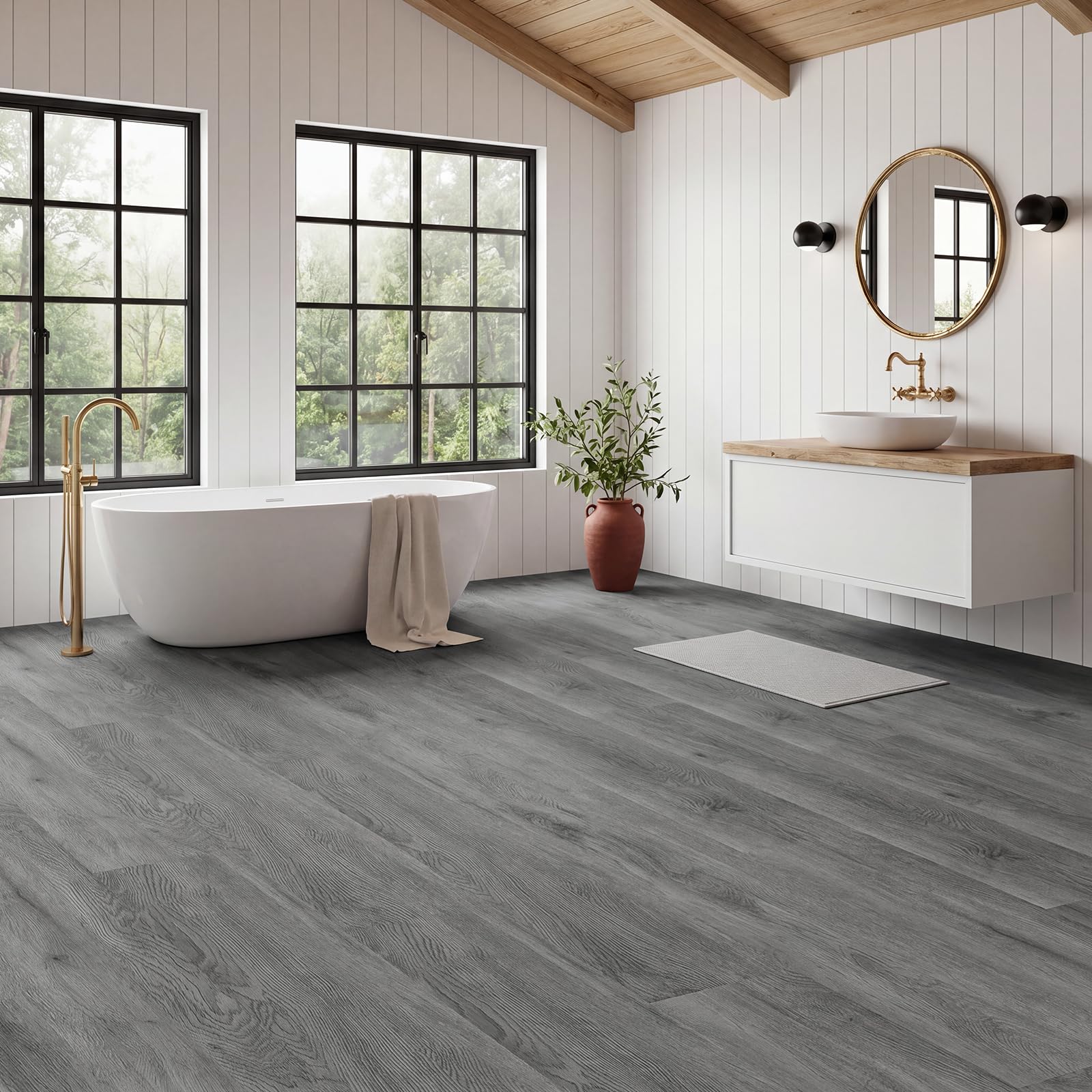 ATOPOSE - Piastrelle per pavimenti in vinile con venature del legno, confezione da 36 pezzi, 5,02 m², impermeabili e autoadesive, installazione fai da te, per soggiorno, bagno, cucina, camera da