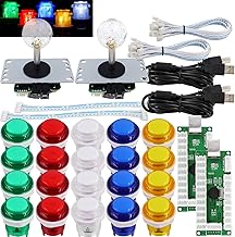 SJ@JX Arcade 2 Player Game Controller Stick DIY Kit LED Buttons MX Microswitch 8 Way Joystick USB Encoder Cable for PC MAME Raspberry Pi Color Mix