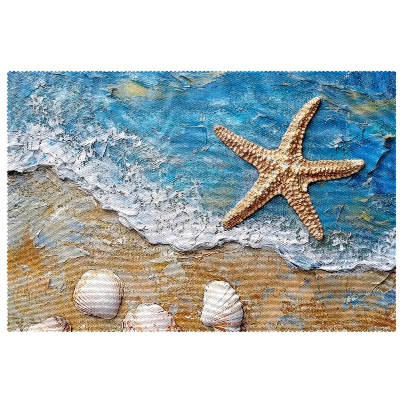 Set de table antidérapant lavable motif étoile de mer 30x45cm résistant