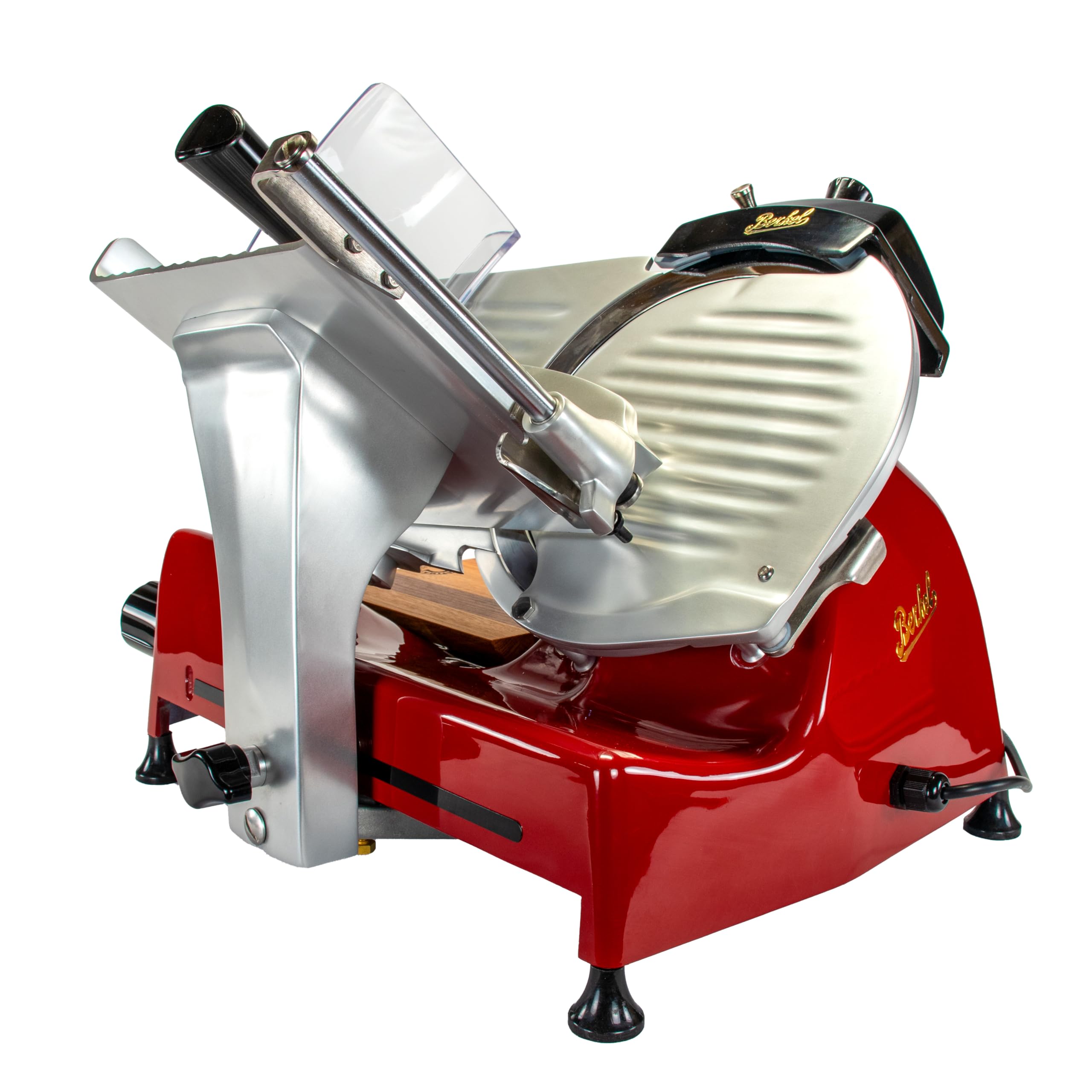 Berkel Affettatrice Pro Line XS 25 in rosso – affettatrice professionale per la vostra cucina + tagliere realizzato a mano in legno unico, XS25-R+FHB