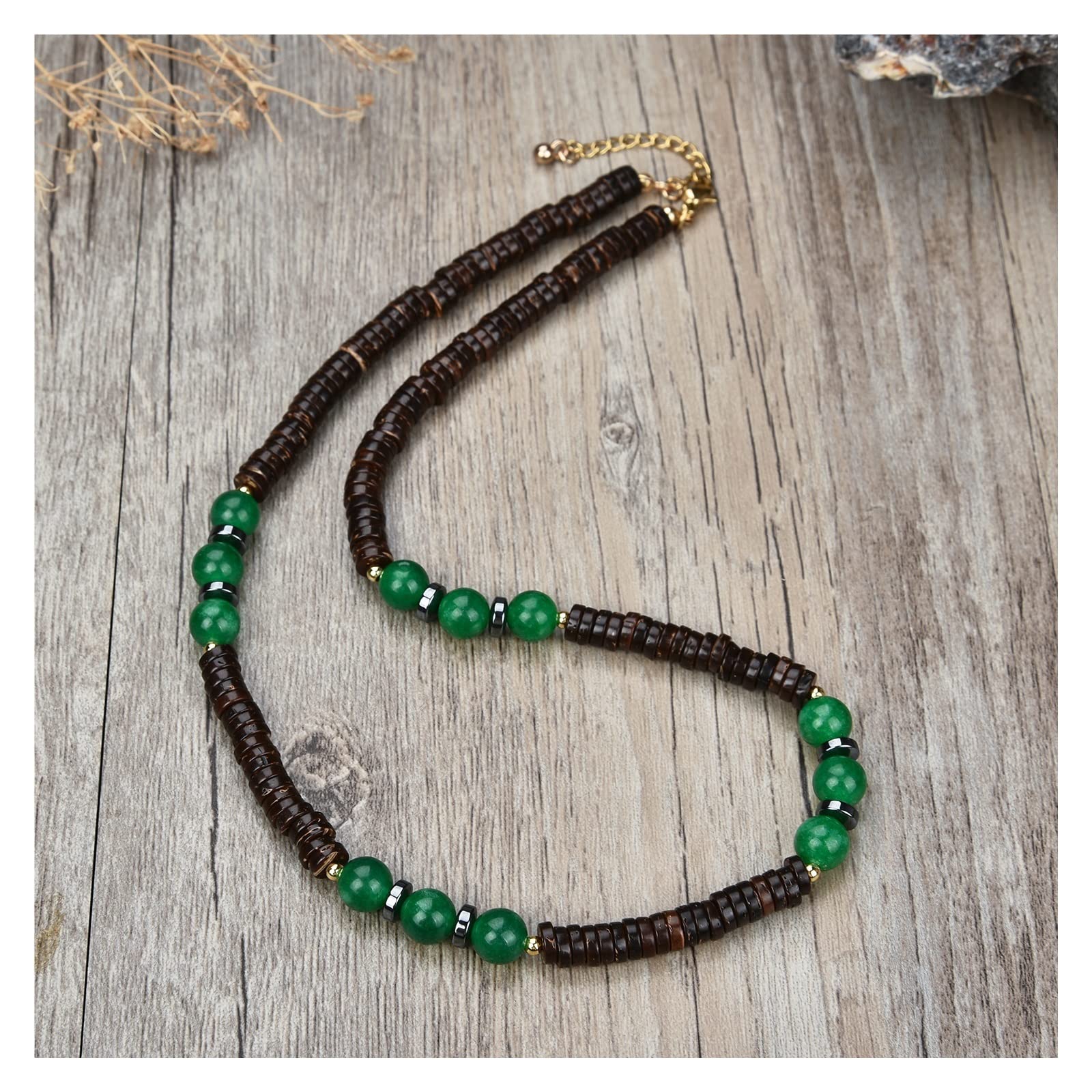 creazione di Gioielli Collana di Perline di Pietra Naturale Uomini e Donne Non mostrano Gioielli in Acciaio. (Color : 60cm, Size : 1)