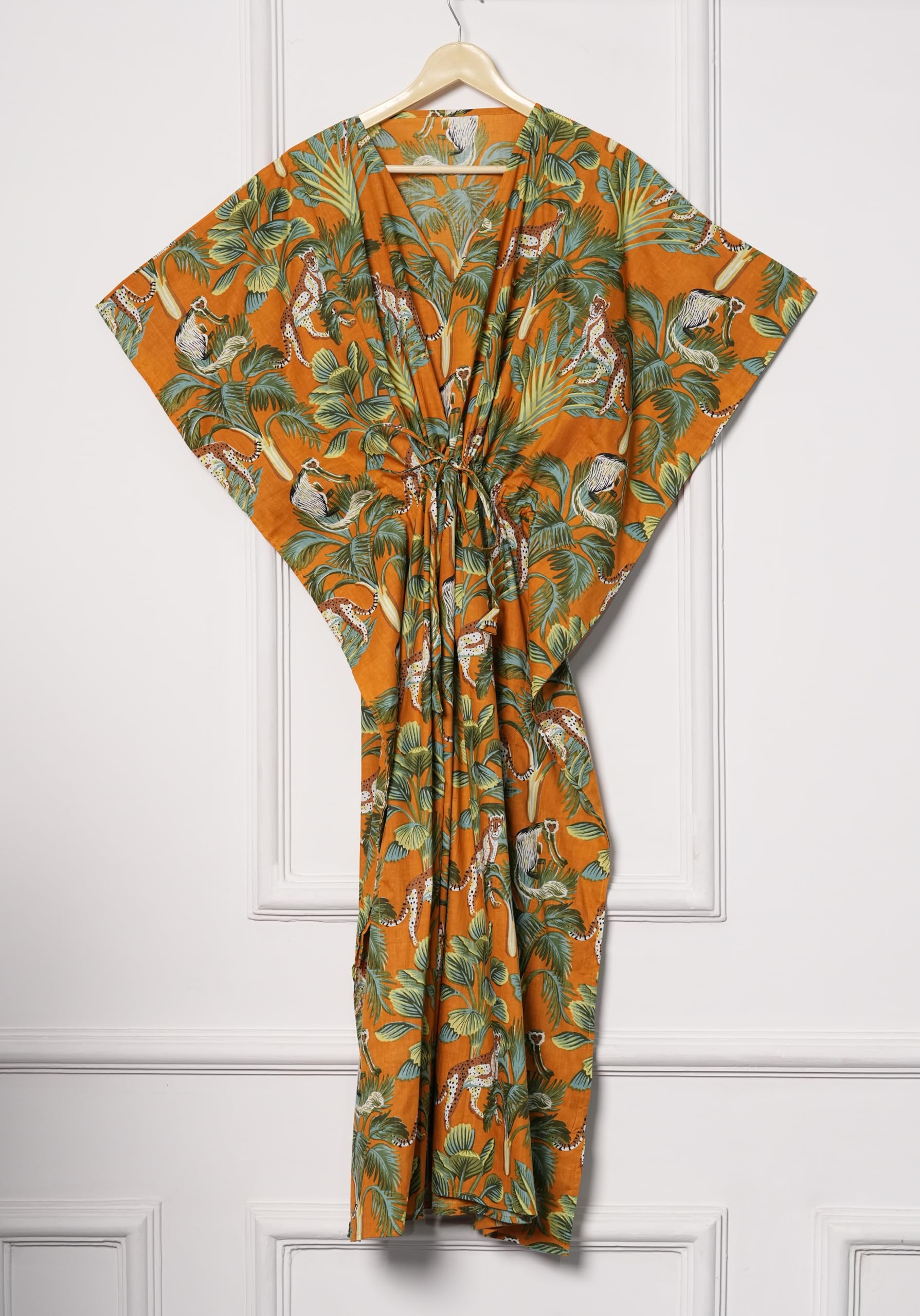 INDACORIFY Indian Hand Block Print Plus Size Dress Indian Cotton Kaftan Long Maxi Robe Boho Summer Night Wear Robe Cadeaux pour Elle