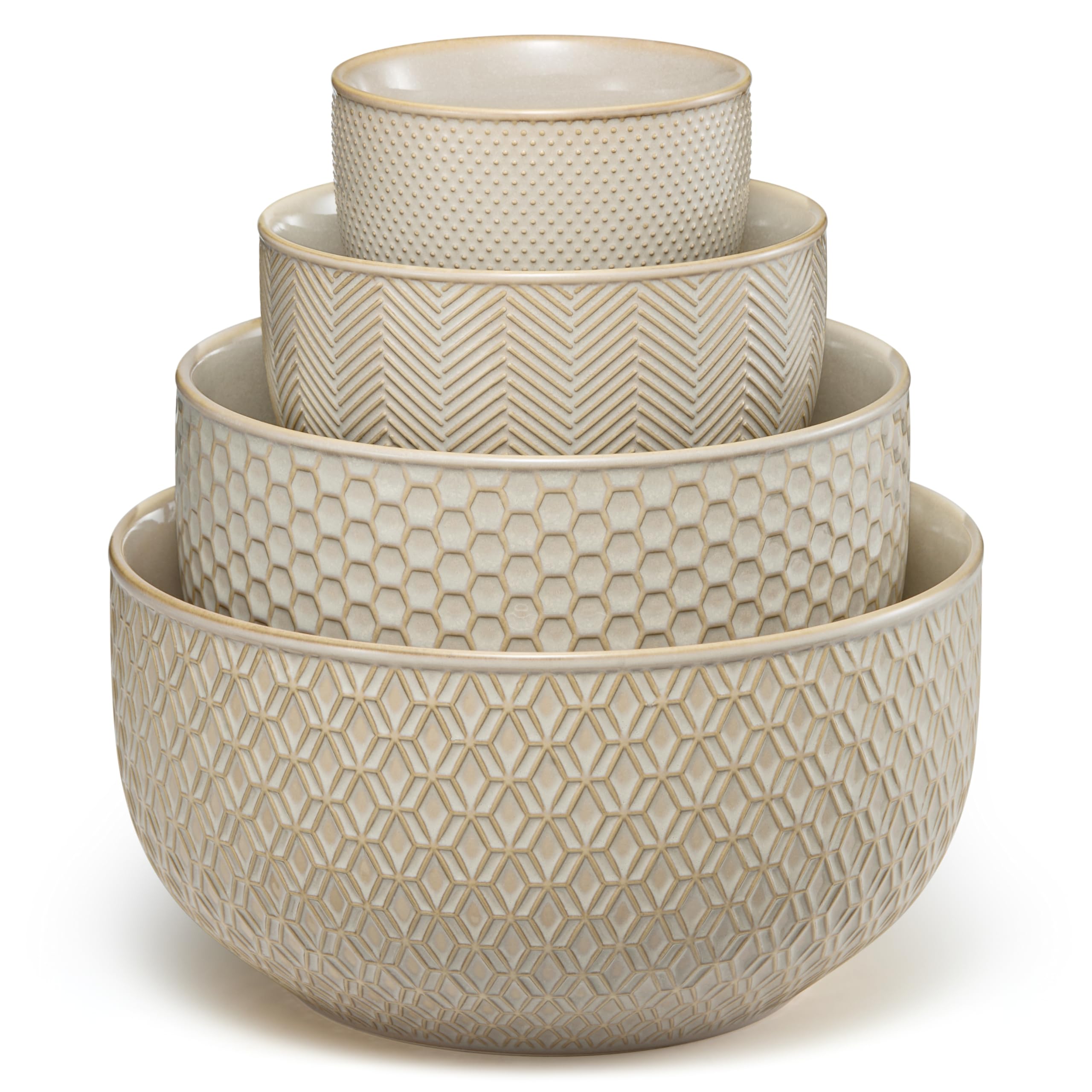KooK Ceramic Mixing Bowls, Nesting Set of 4, France