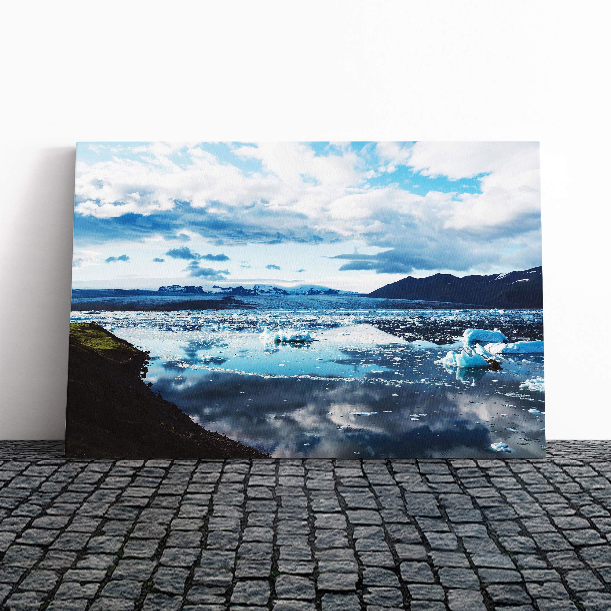 Iceland Landscape Mountains Canvas Print | Gallery Wrapped 30mm Frame Wall Art | 24x16 inches | Ready to Hang | Modern Landscape Picture | Living Room Bedroom Lounge Office