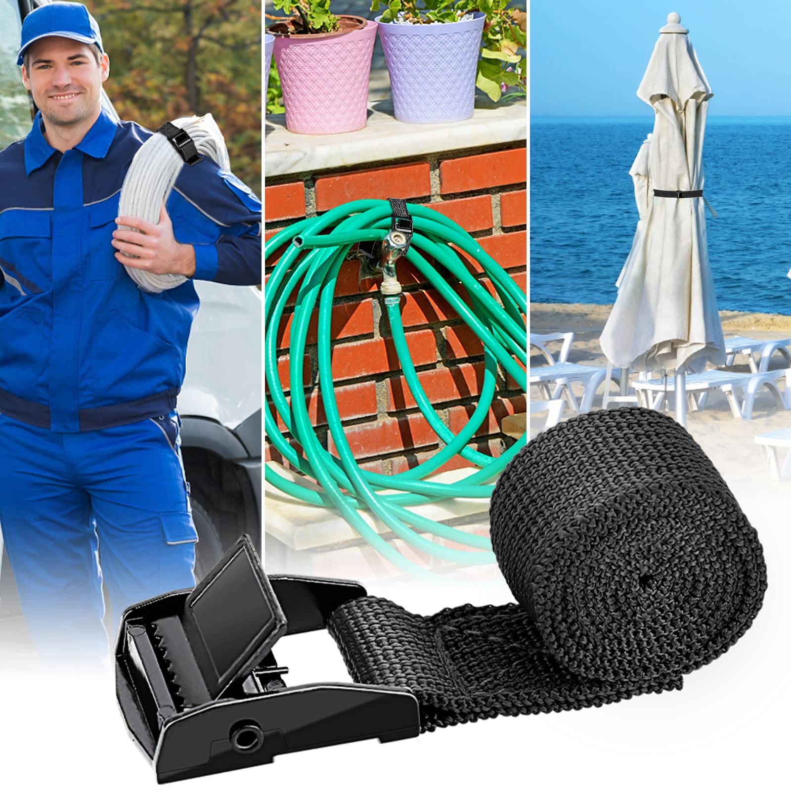 RIO Direct Lot de 10 Sangles d'arrimage Courtes de 50 cm pour Porte-vélos, avec Boucle de Serrage, Petites Sangles d'arrimage, pour vélo, Diable, Moto, Bagages