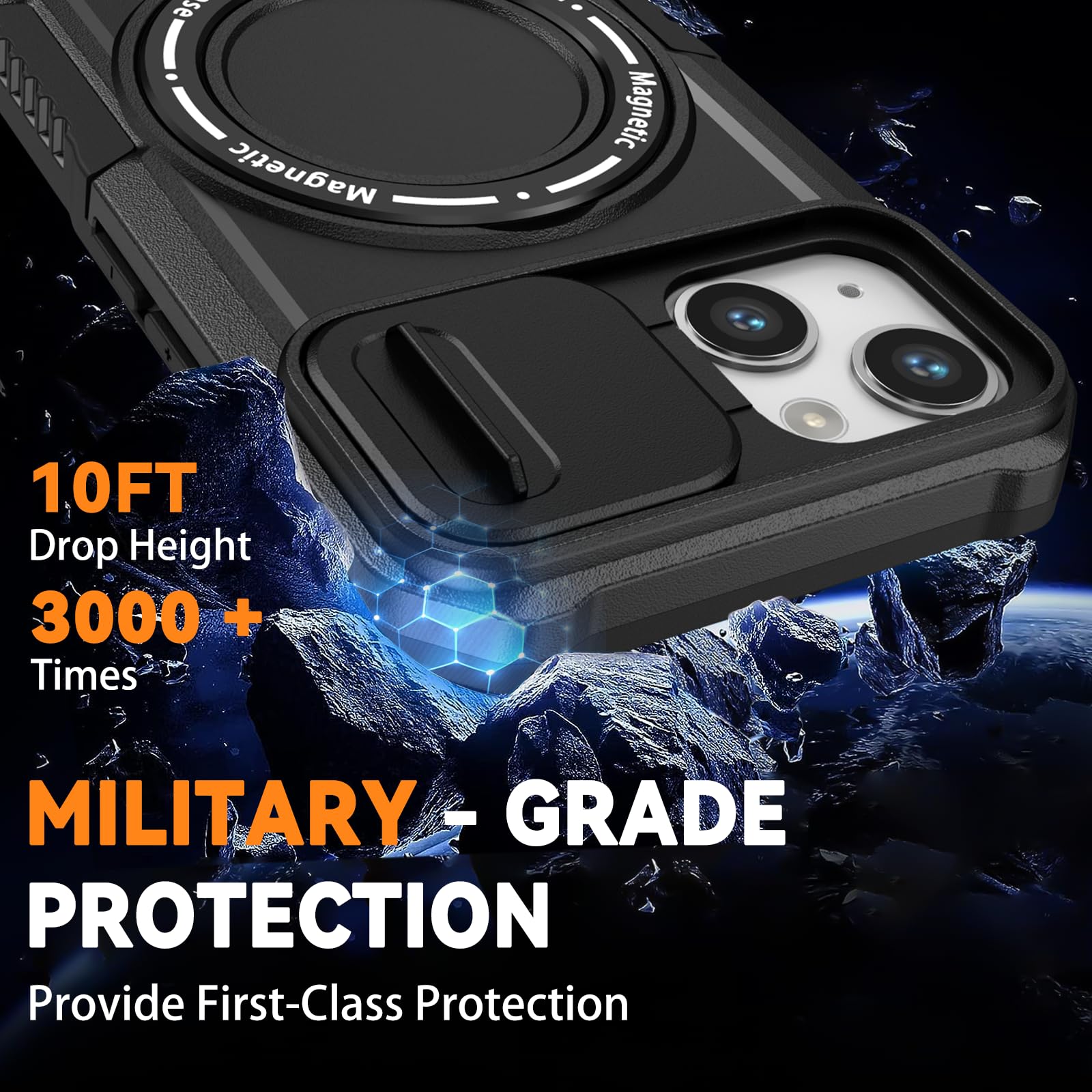 Compatible With IPhone 12 Pro / 12 6.1" Case With Camera Lens Slide Cover Magnetic Ring Stand [Compatible With MagSafe] Shockproof Heavy Duty Military - View #6