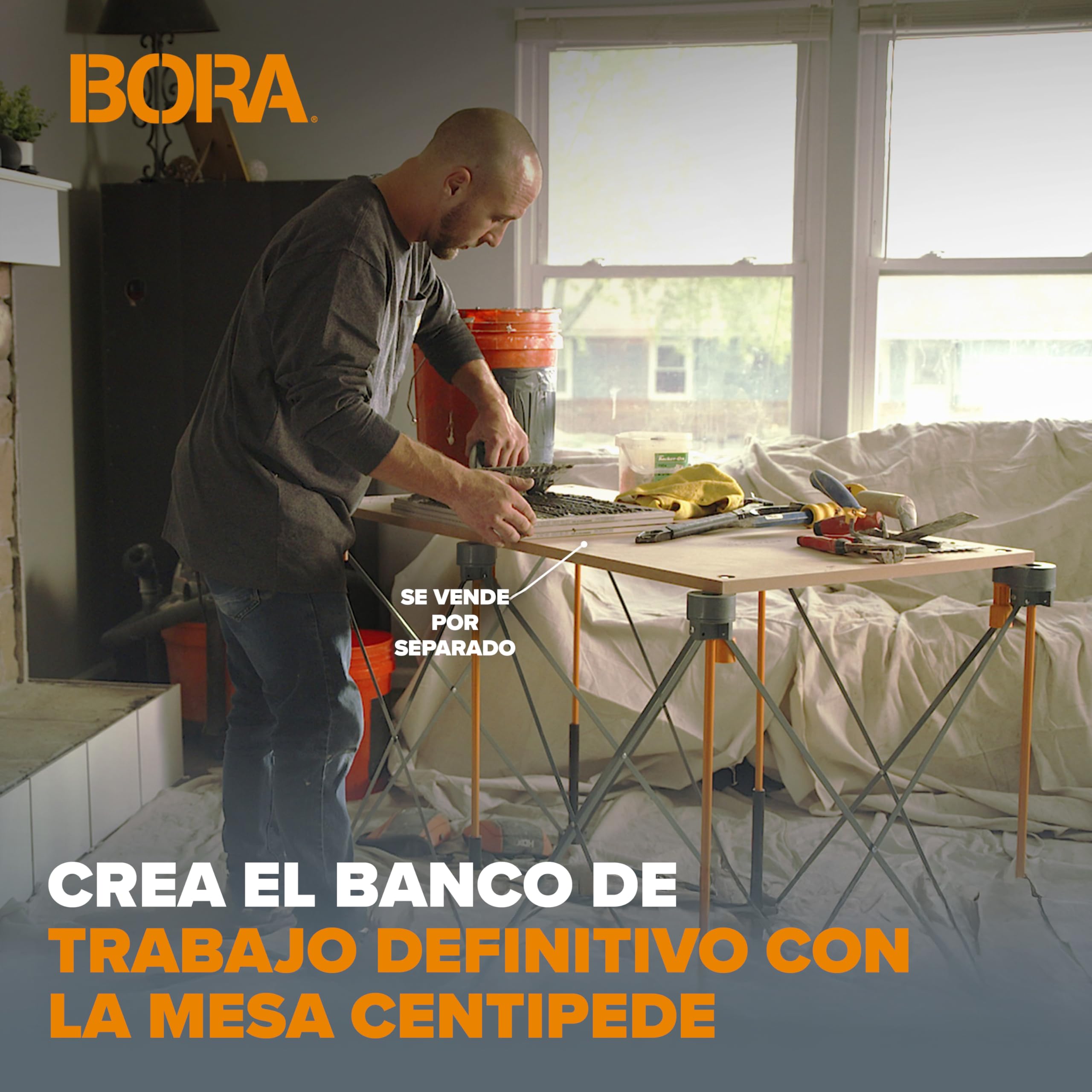 Bora Centipede CK9S Banco de Trabajo Plegable 4x4 ft | Caballete Plegable Portátil, Mesa Taller Resistente hasta 1588 kg