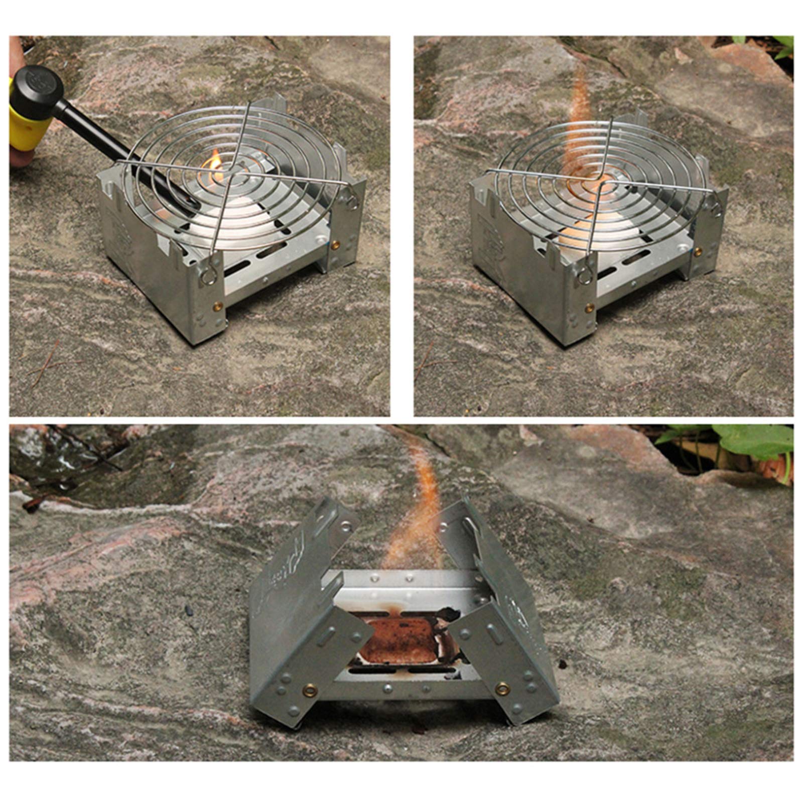 Réchaud de camping à alcool, batterie de cuisine de camping ultralégère à mini brûleur extérieur portable pour camping en plein air, randonnée, sac à dos, pique-nique