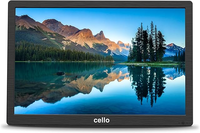 Cello C1420DVB 14 inch Rechargeable Portable Digital and Analogue TV, remote control, with mains cable and 12 Volt charger cable. With HDMI USB and SD slot. Colour Black