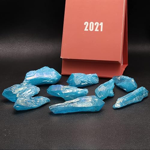 Miniatura 3 de Rockcloud Blue Irregular Titanio recubierto Puntos de cristal de cuarzo ásperos piedra palos sin perforar perlas sueltas para hacer joyas y