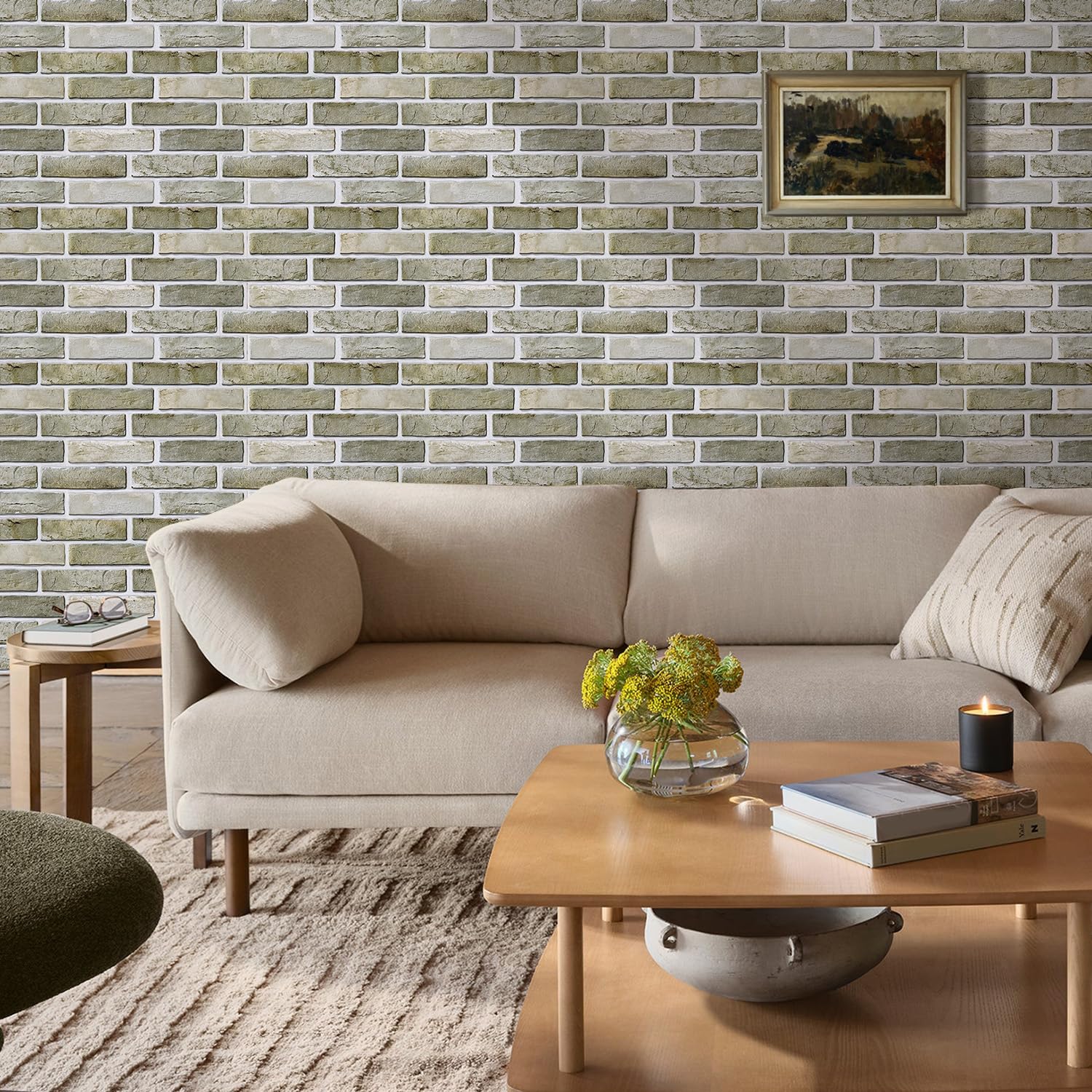 Commomy Pannelli da parete 3D in finto mattone, 40 x 30 cm, 10 pezzi | Adesivo da parete ultra leggero in PVC con mattoni finti per cucina, camera da letto, decorazione rapida da parete fai da te