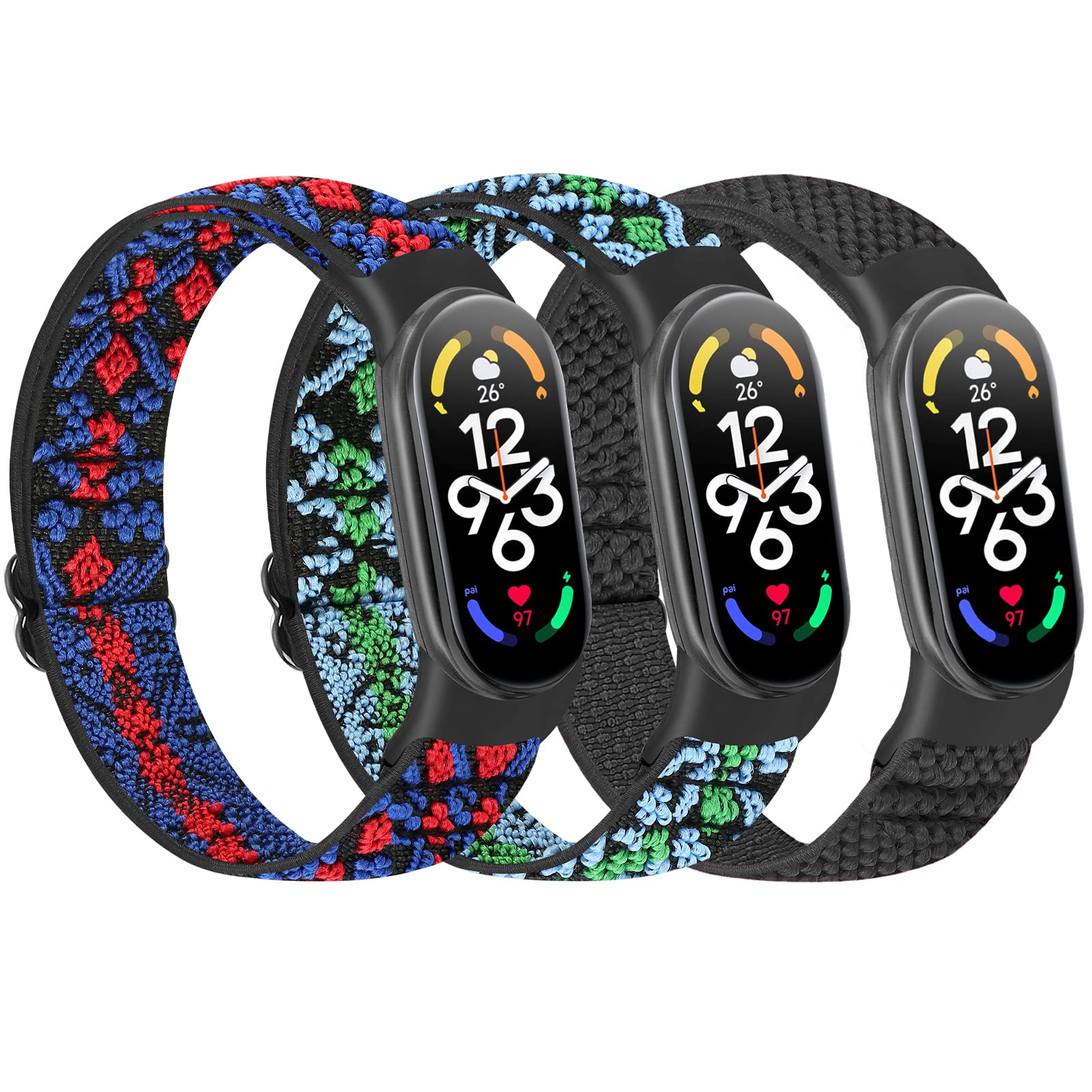 SHIJZWD Cinturino elastico compatibile con Xiaomi Mi Band 7/Mi Band 6/Mi Band 5/Amazfit Band 5, cinturini di ricambio regolabili in nylon per orologi sportivi per donne uomini