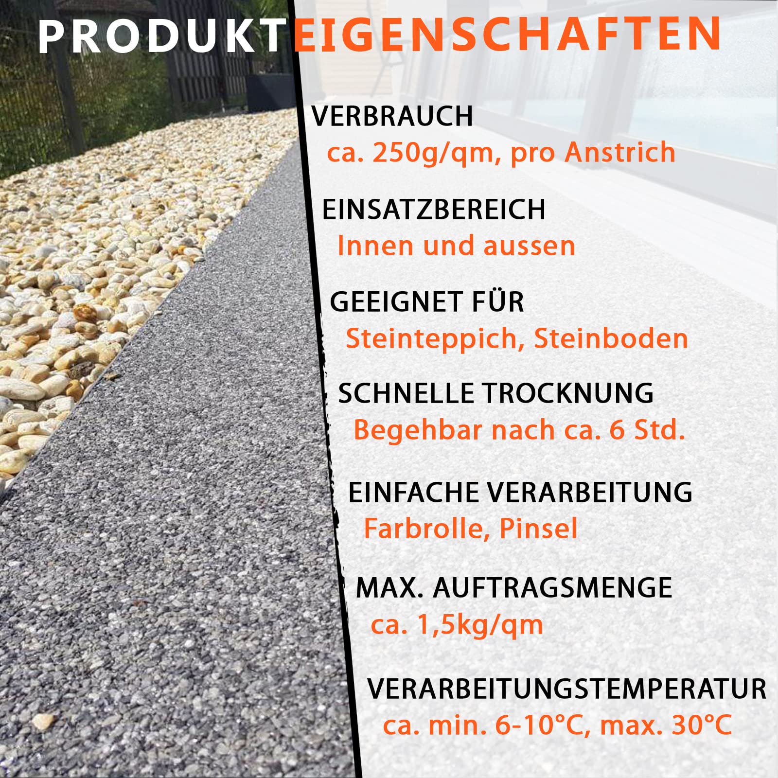 BEKATEQ 1K PU Porenfüller für Steinteppich außen, UV-fest, 5kg farblos glänzend - kein Vergilben, elastisch, abdichtend, einfache Verarbeitung BK-669PU