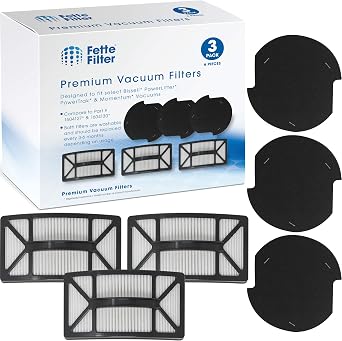 Fette Filter - Premium Filter Kit Compatible with Bissell Powerlifter & PowerTrak Pet Upright Vacuum Cleaners 1790 1793 17931 17939 1793R 1307 1309 1309R 1309W Parts # 1604127 & 1604130. Pack of 3