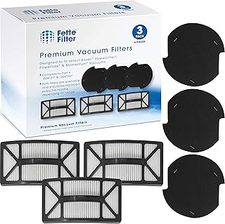 Fette Filter - Bissell Compatible with Powerlifter & PowerTrak Pet Filter Kit. Contains 3 Pre Motor 1604127 Filters and 3 Post Motor 1604130 Filters. (Pack of 3).