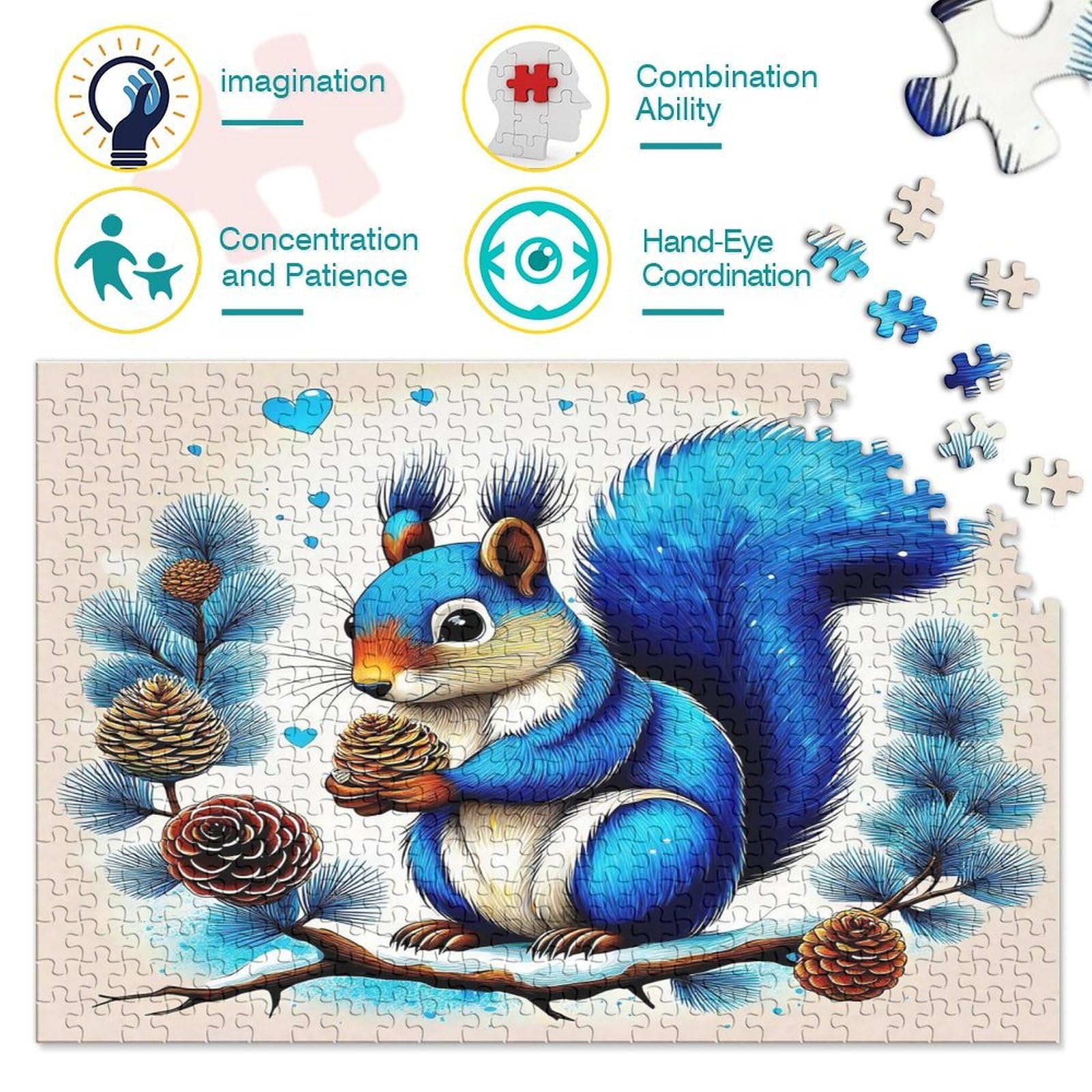 Squirrel Układanka Impossible 1000 sztuk dekoracja domu. Gry relaksacyjne i inteligencja dla dorosłych i dzieci od 12 lat 70 x 50 cm / 1000 sztuk