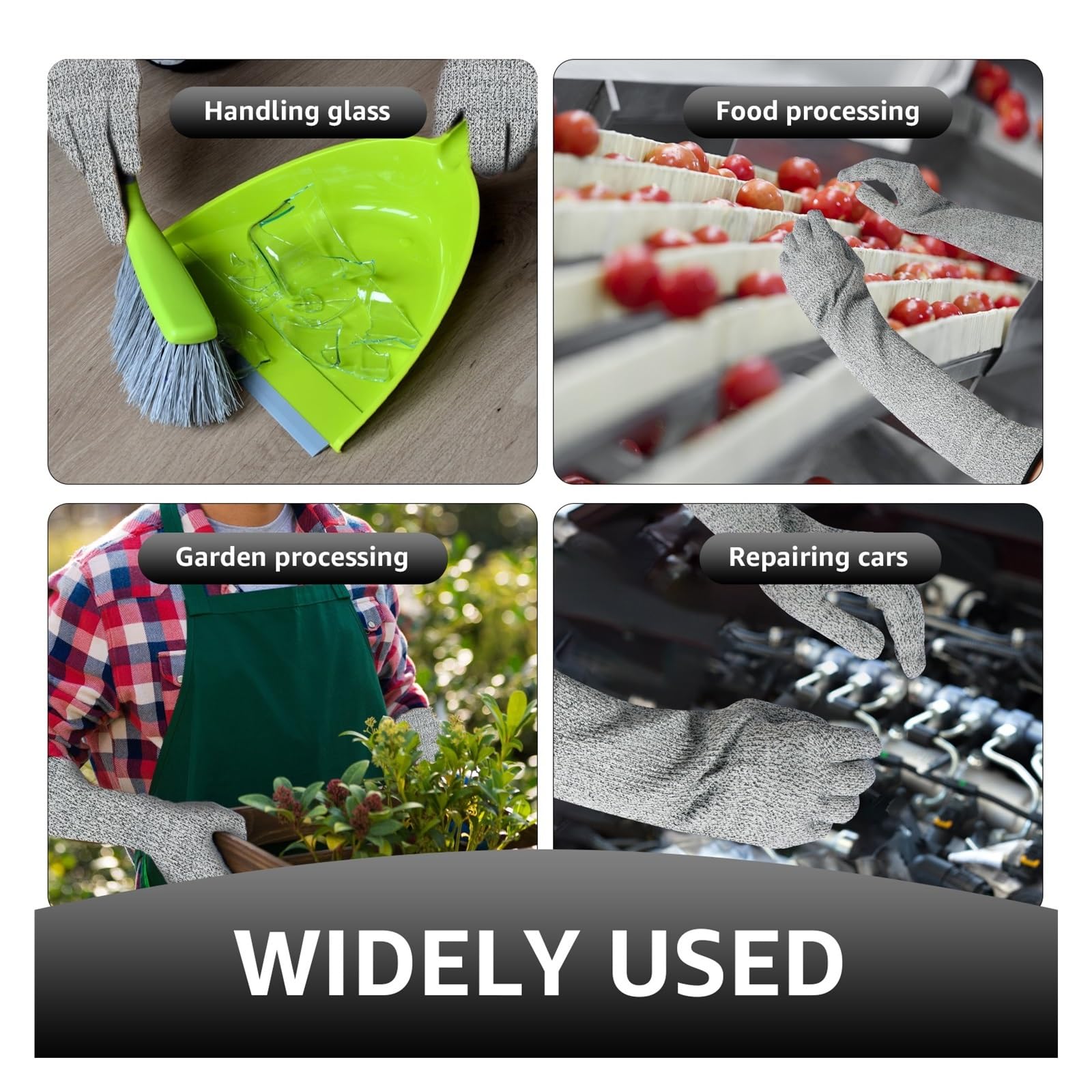 Gartenhandschuhe Schnittfeste Ärmel, Sicherheits- und Durchstichschutzhandschuhe mit vollem Finger, atmungsaktiv, langer Armschutz for den Armarbeitsschutz(3 Pairs)