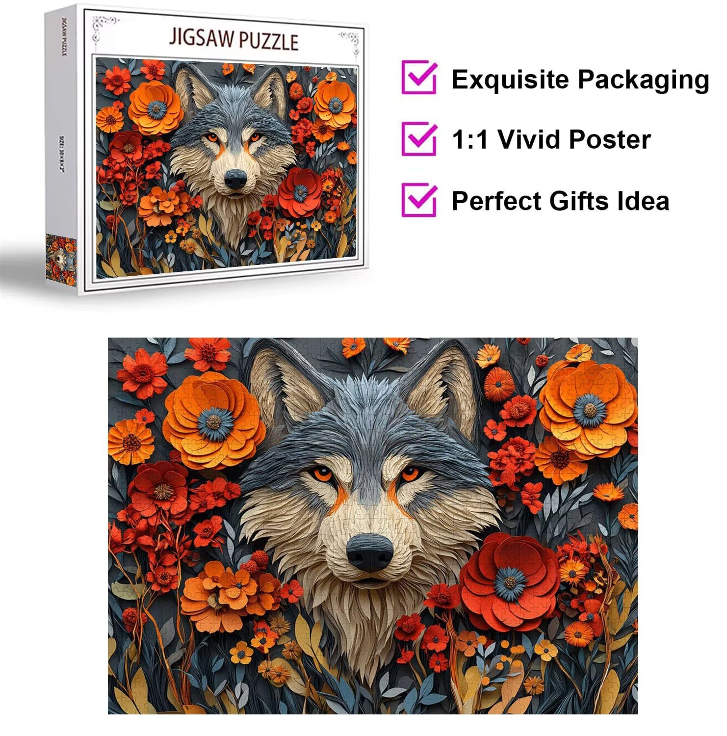 Puzzle 6000 Pezzi lupo Puzzle Classici per Gioco Familiare, n-392 | Impossibile Puzzles, Intrattenimento Creativo, Rilassamento e Intelligence, Regalo per Amore e Amico, Decorazioni Casa, Fiori