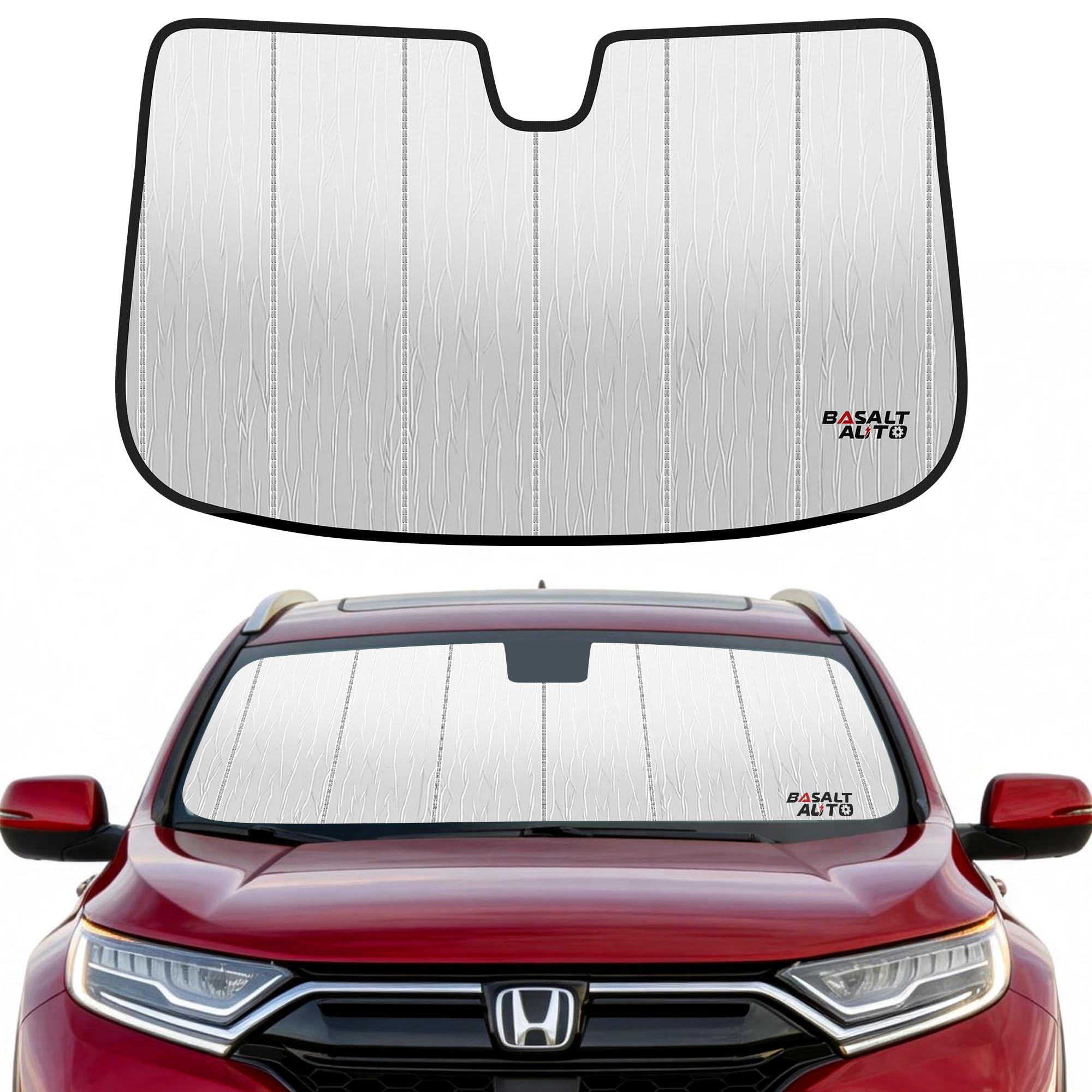 Photo 1 of 2017-2022 CR-V Windshield Sun Shade Compatible for 2017-2022 Honda CR-V Silver Reflective Foldable Front Sun Visor Sunshade Protector with Storage Bag Keep Interior Cool