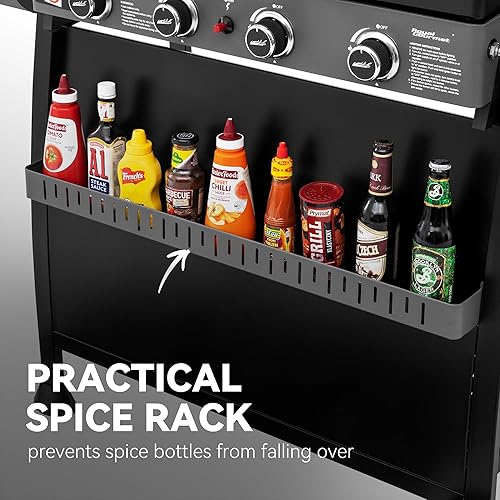 Miniatura 10 de Royal Gourmet PD4001 - Plancha de gas propano de 4 quemadores con carrito de pie extraíble, diseño convertible a mesa, parrilla superior plana con