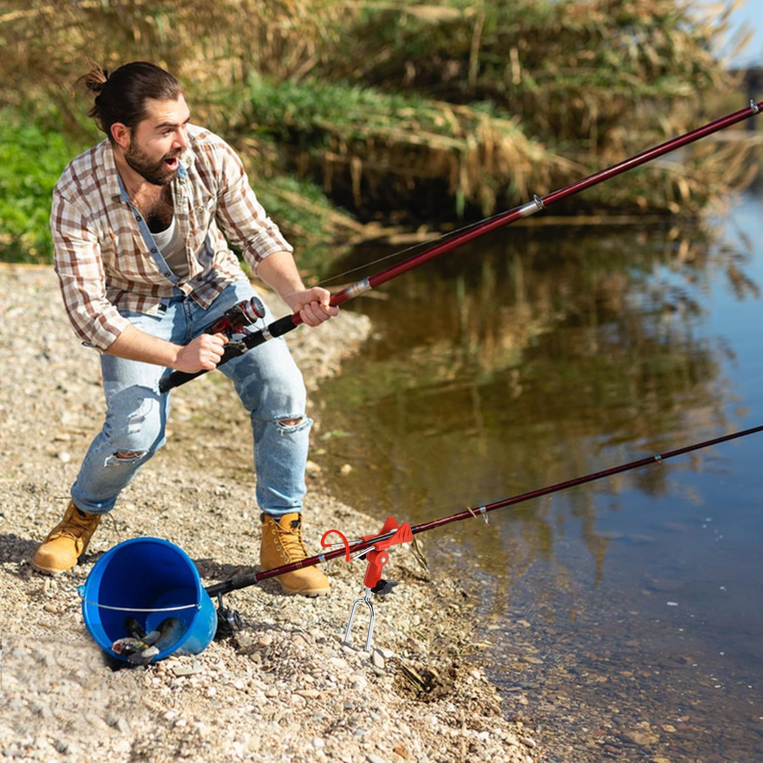 Adjustable Rod Stands Libima 4-Piece Fishing Rod Holders - Stainless Steel Adjustable Bank Fishing Stands With 360 Rotation Ground Rod Adjustable Rod Stands Libima 4-Piece Fishing Rod Holders - Stainless Steel Adjustable Bank Fishing Stands With 360 Rotation Ground Rod