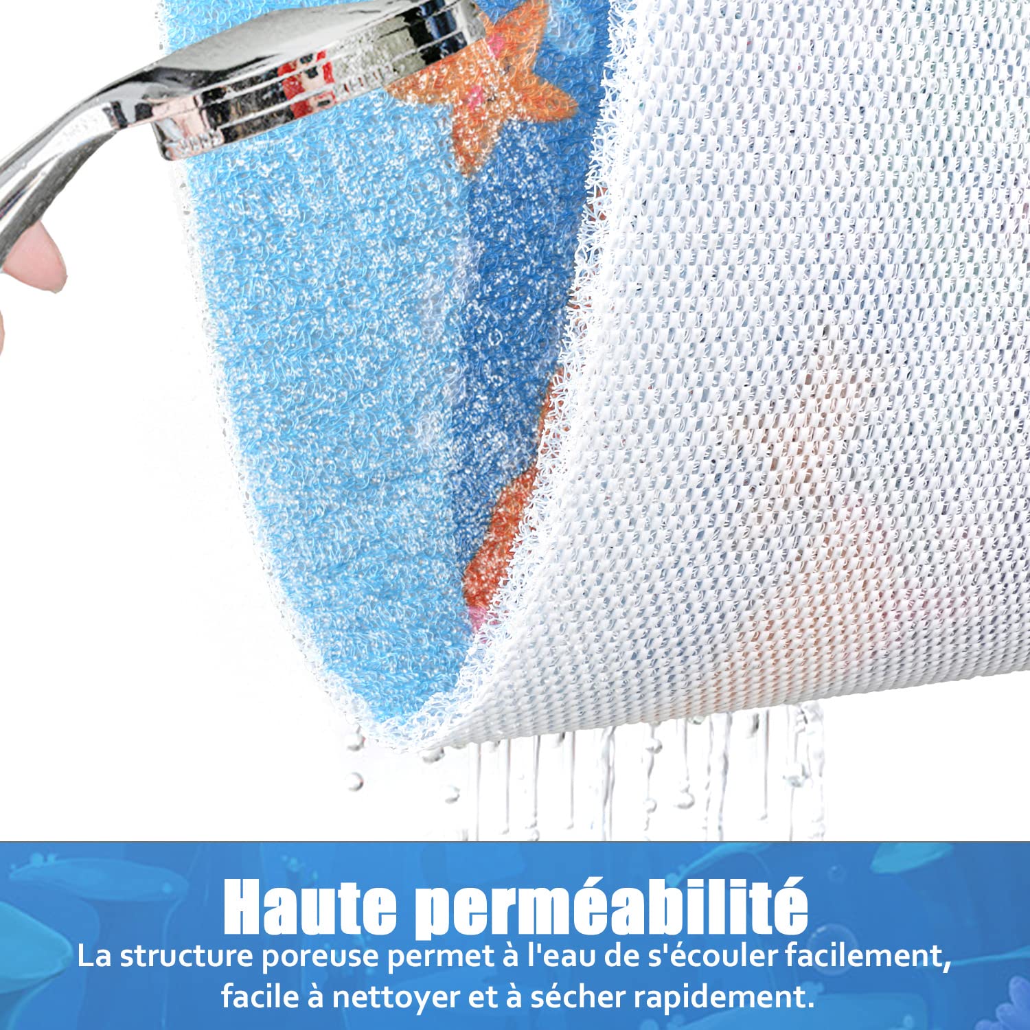 Tapis de Douche antidérapant, 60*60c, Tapis de Bain de Sécurité