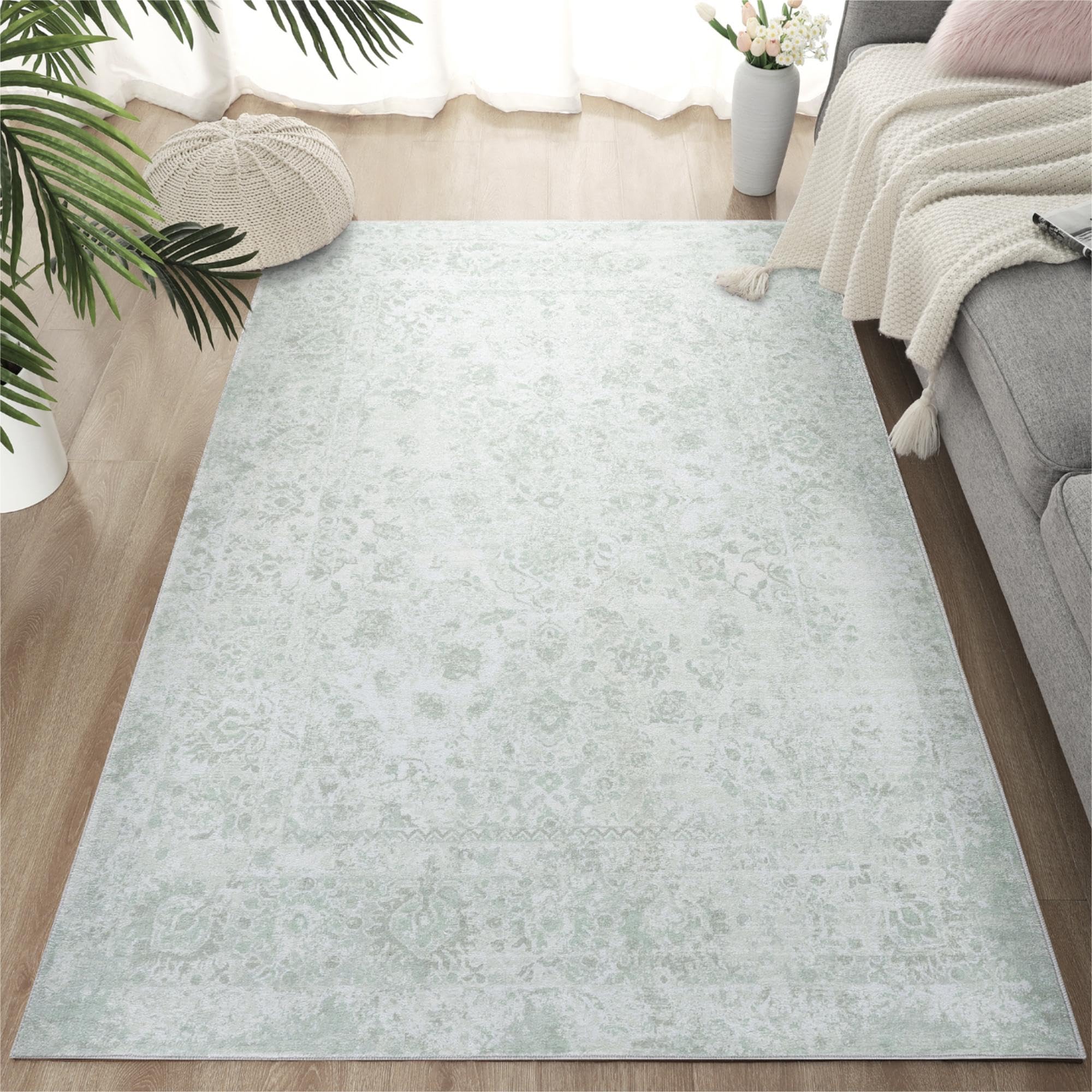 Auemtyn 4x6 Area Rug - Vintage Floral Style for Indoor Spaces -Soft, Washable, Non Slip & Stain Resistant -Ideal for Living Room, Bedroom, Dining Room
