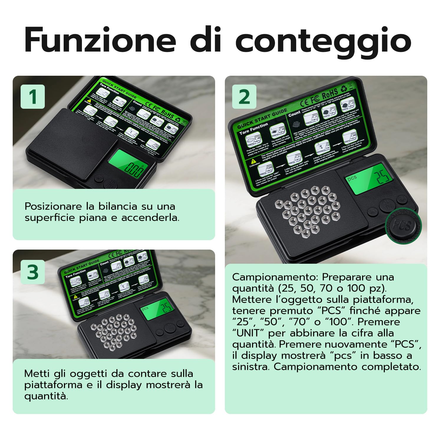 500g/0.01g Bilancia di Precisione, Bilancia Digitale Grammi con Funzione di Tara e 7 Unità di Misura,Mini Bilancia Tascabile Portatile per Gioielli Cucina,Bilancino di Precisione Digitale