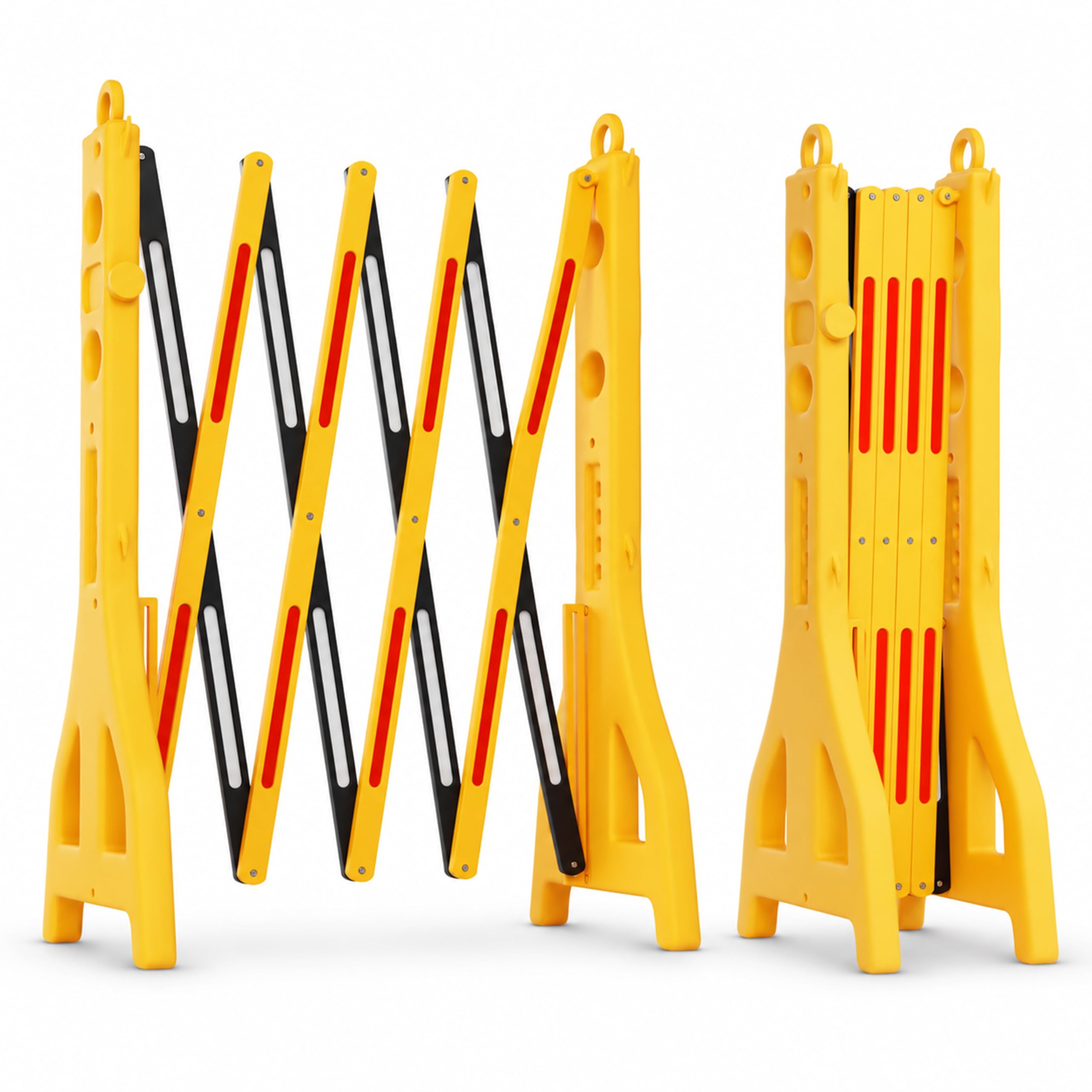 Berry Barrière mobile extensible – Jaune et noir – Barrière pliable en plastique de 2,5 m, barrière portable réfléchissante, barrière temporaire pour la sécurité des piétons, événements, écoles