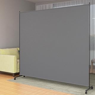 VAMFUTRE 6x6 ft Gray Single Panel Room Divider with Locking Caster Wheels - Mobile Privacy Screen for Home Office School
