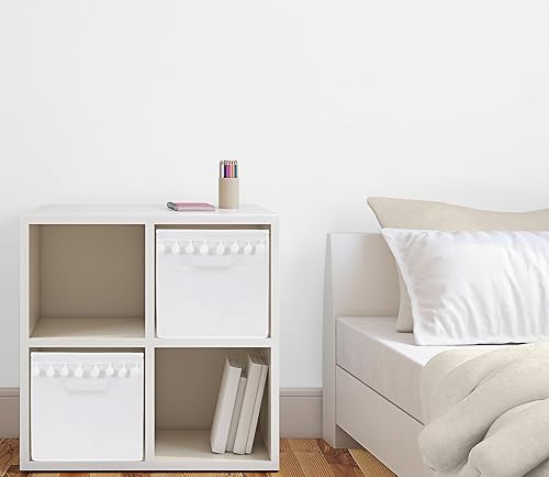 Miniatura 2 de Sweet Jojo Designs Cajas de almacenamiento plegables de tela blanca para niños, bebés, niños, juego de 2 unidades, color sólido, bohemio, suroeste,