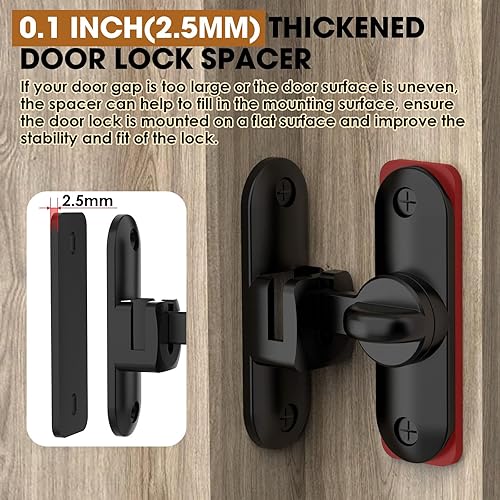 Miniatura 3 de Cerradura y pestillo para puerta de granero de 90180 grados, hardware de bloqueo deslizante de aleación de zinc para gabinete, baño, garaje, valla