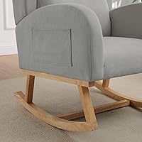 Vista 7 de Mecedoras para guardería, mecedoras tapizadas, mecedoras deslizantes para sala de estar, dormitorio, cómoda silla mecedora de lino con respaldo