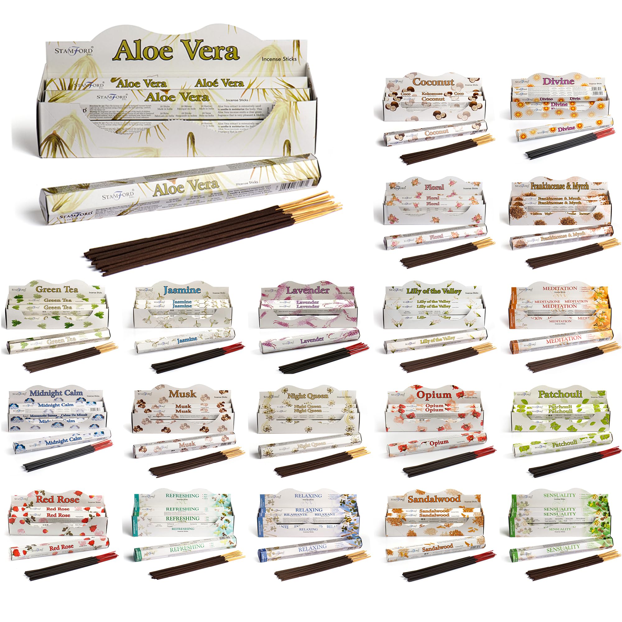 Pick N Save Multi-Colour Stamford Premium Incense Sticks Random Pack Collection | Scented Aromatherapy Sticks For Meditation & Relaxation | Lavender, Sandalwood, Vanilla | Long-Lasting Fragrance (Pack Of 6)