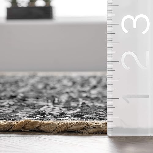 Miniatura 2 de nuLOOM Koda - Alfombra de cuero liso de tejido plano, 6 x 9 pies, color negro