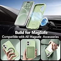 Vista 1095 de GONEZ Funda de silicona para iPhone 15 Pro Max, compatible con Magsafe, protector de cámara + protector de pantalla, forro de microfibra suave Negro