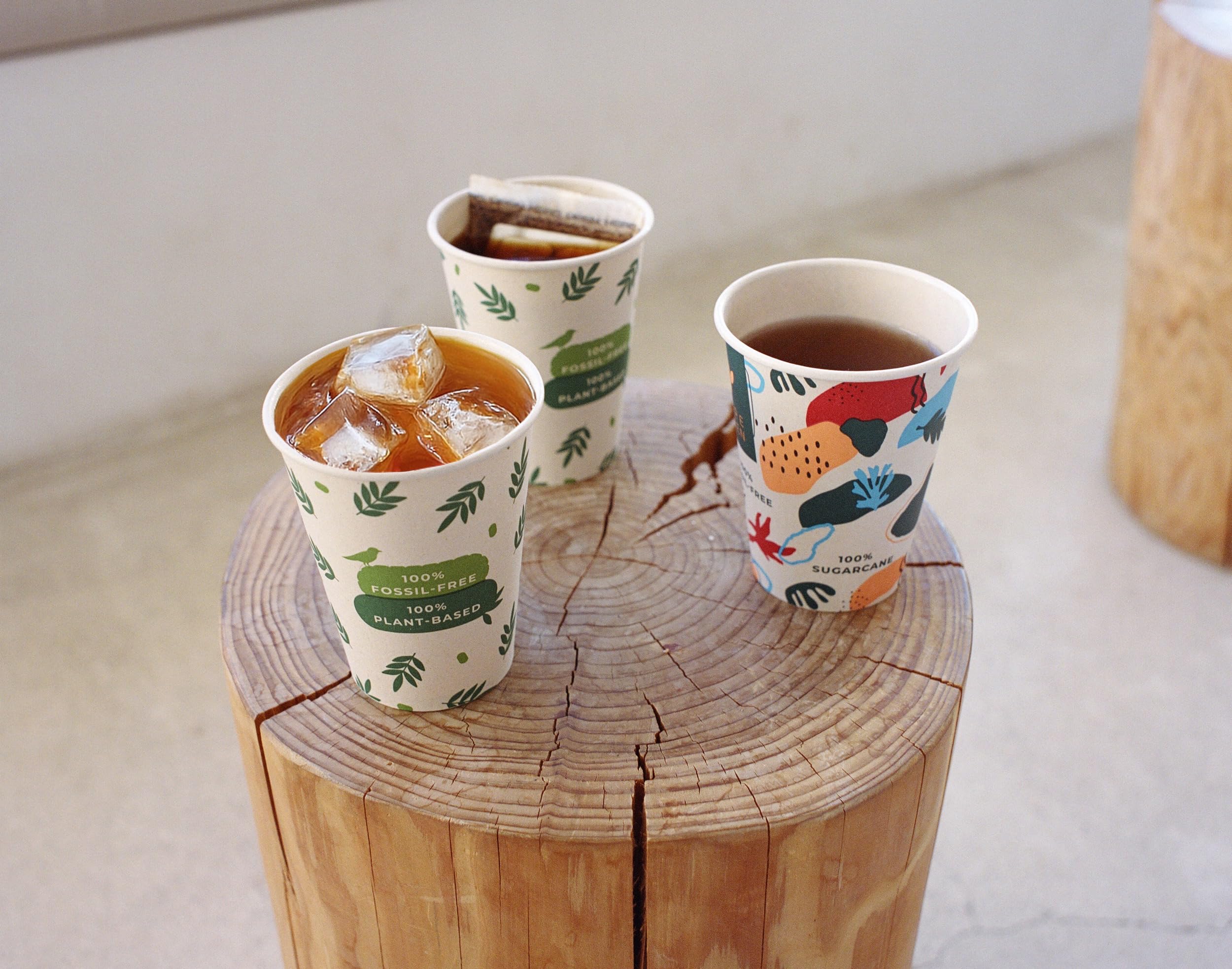 200 Gobelets Carton Pour Café à Emporter - Tasse Café 240ml Avec Couvercles Et Agitateurs En Bois Pour Servir Le Café, Le Thé, Des Boissons Chaudes Et