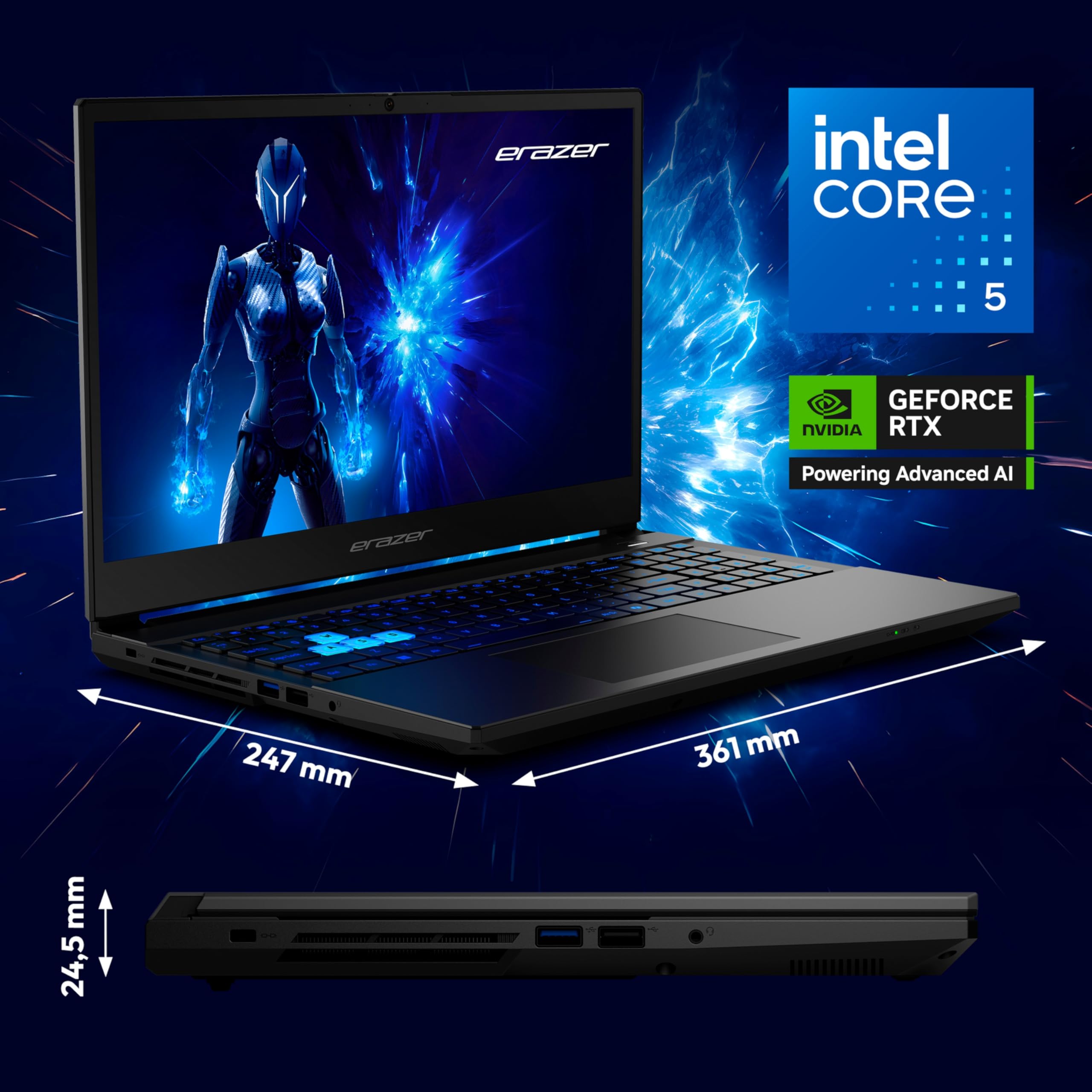 ERAZER Deputy 15 P1 39,6 cm (15,6" Zoll 144Hz) Full HD Gaming Laptop (Core 5 210H, GeForce RTX 5060 8GB GDDR7, 16GB DDR5 RAM, 1TB SSD, Windows 11 Home)