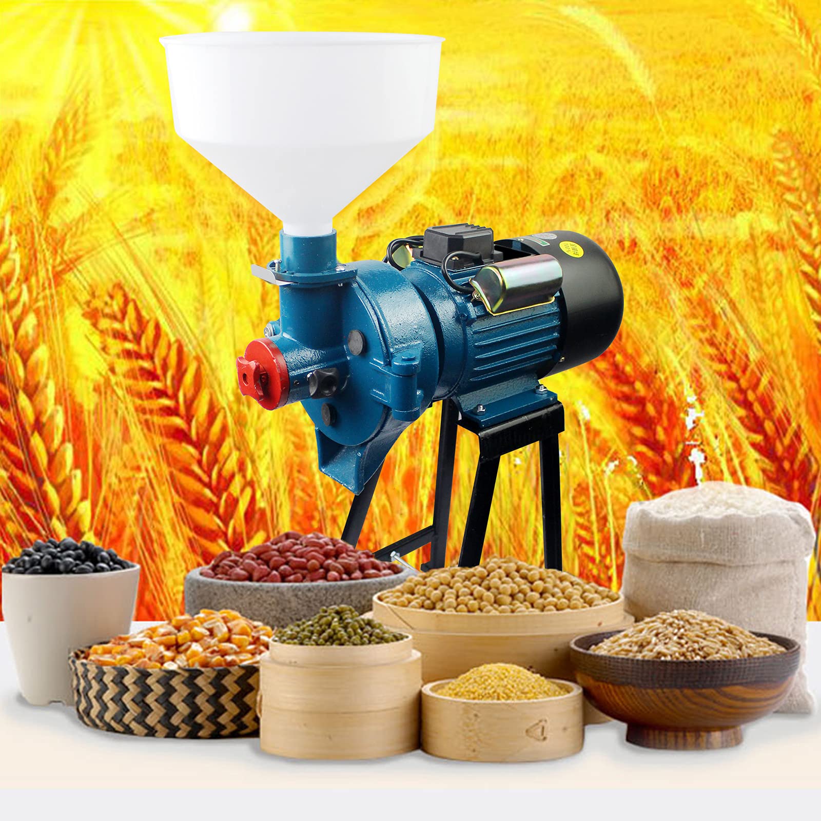 KOLHGNSE 2-in-1 Wet Dry Grain Grinder Dual Purpose Mill Grinder Commercial Food Processor Adjustable Coarseness Suitable for Soy Milk Coffee Spices