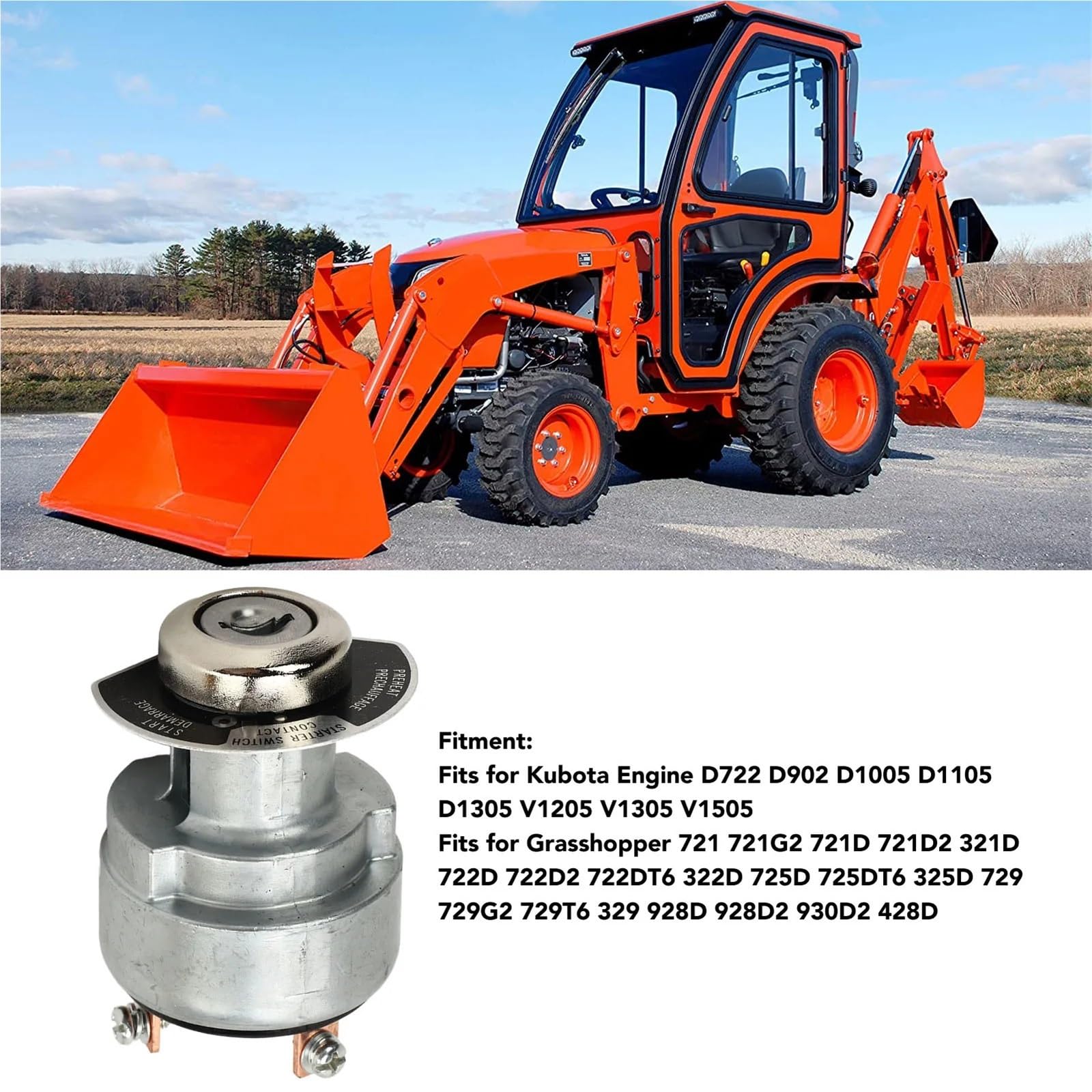 Cilindro di accensione 1E013-63590 183827 Interruttore a chiave di avviamento e accensione adatto per motore Kubota D722 D902 D1005 D1105 D1305 V1205 V1305 V1505
