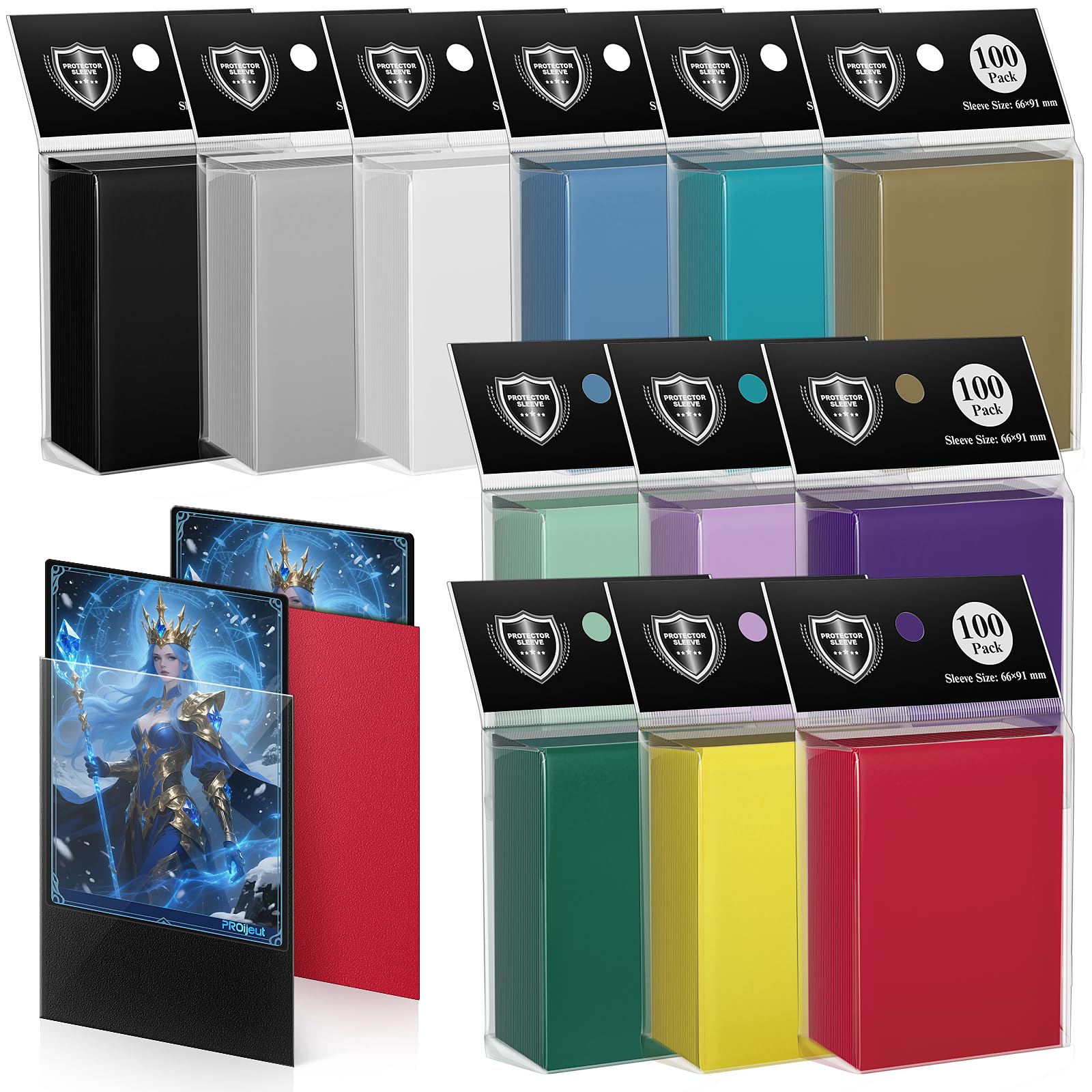 1200 Pack Card Sleeves, Matte Dual Trading Card Sleeves with Opaque Back & Smooth Shuffle, Tear Resistant Card Protectors for MTG, TCG and Game Cards