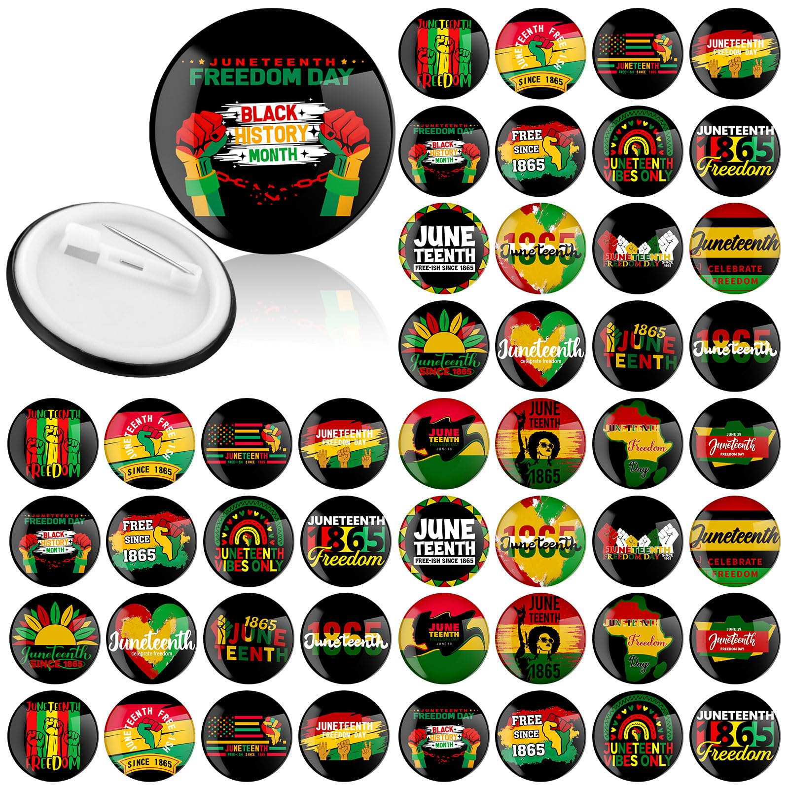 Kenning 500 Pcs Juneteenth Button Pins Bulk Juneteenth Freedom Day Buttons June 19th 1865 Party Favors for African American Festival Celebration