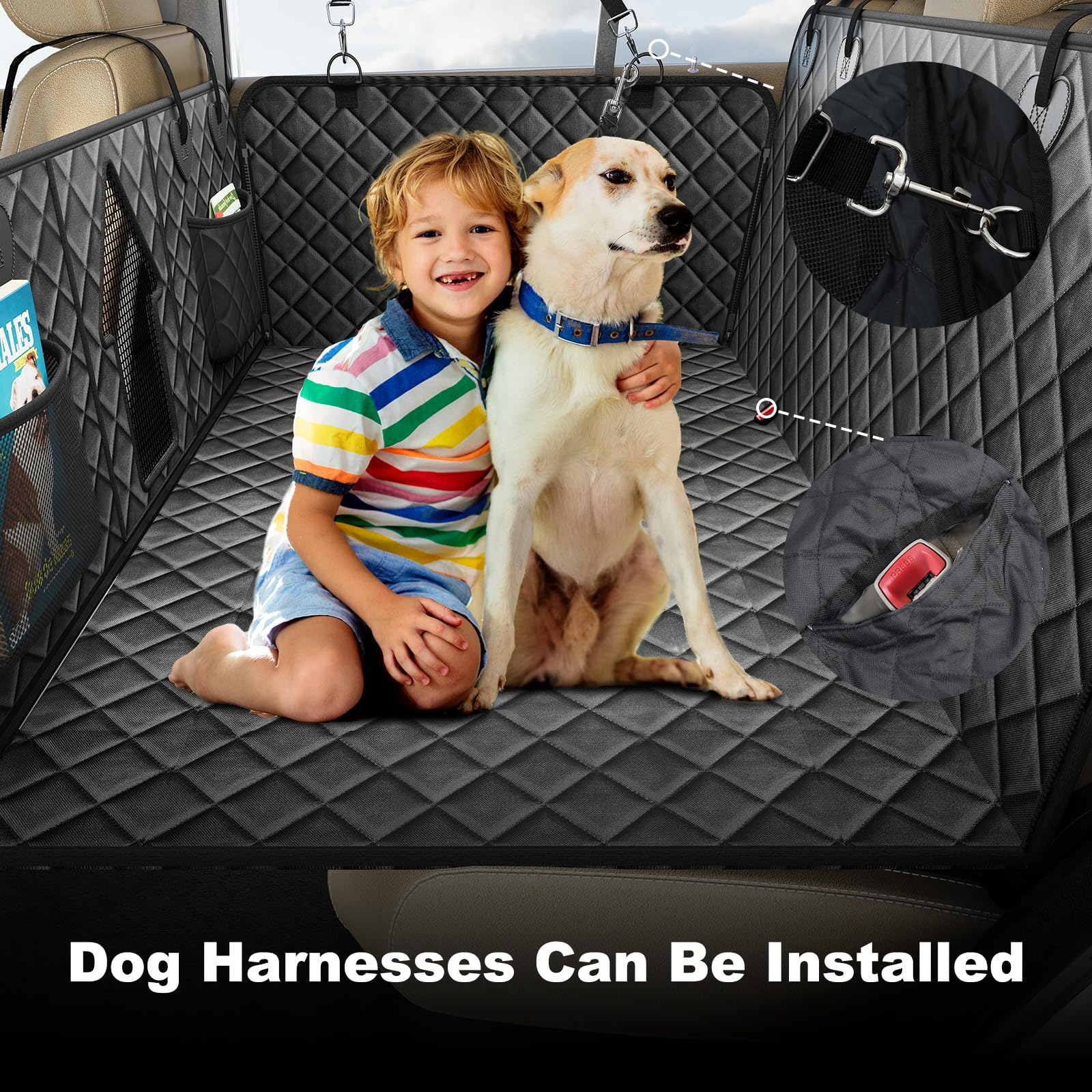 Back Seat Extender for Dogs, Non-Slip Dog Car Seat Cover for Back Seat with Hard Bottom, Durable Pet Car Backseat Cover, Waterproof Dog Hammock for Car SUV Truck - image 8