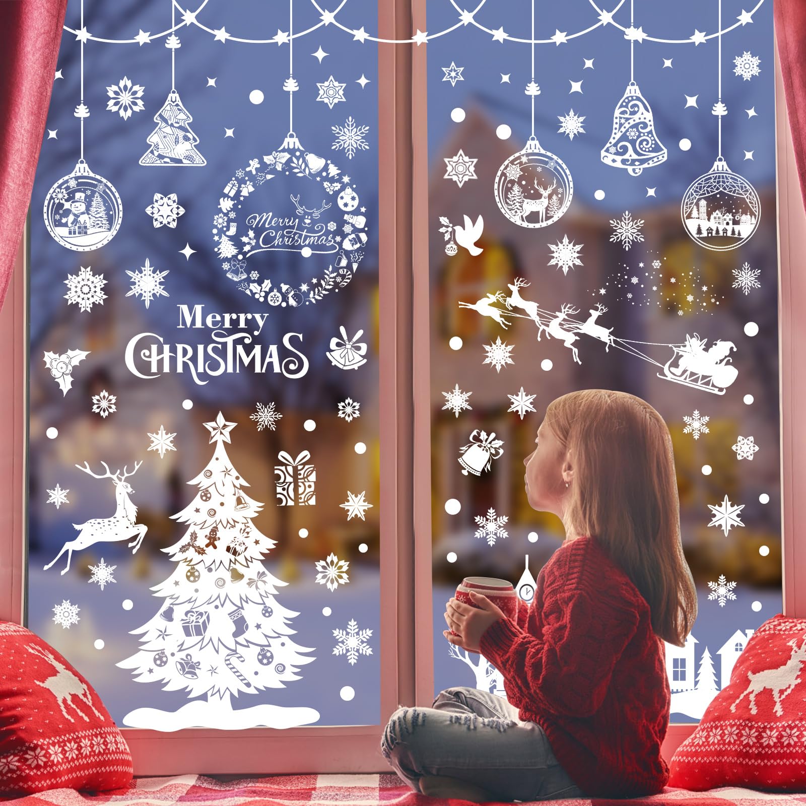 237 Stuks Raamafbeeldingen Voor Kerst, Dubbelzijdige Herbruikbare Pvc Stickers Kerstdecoratie