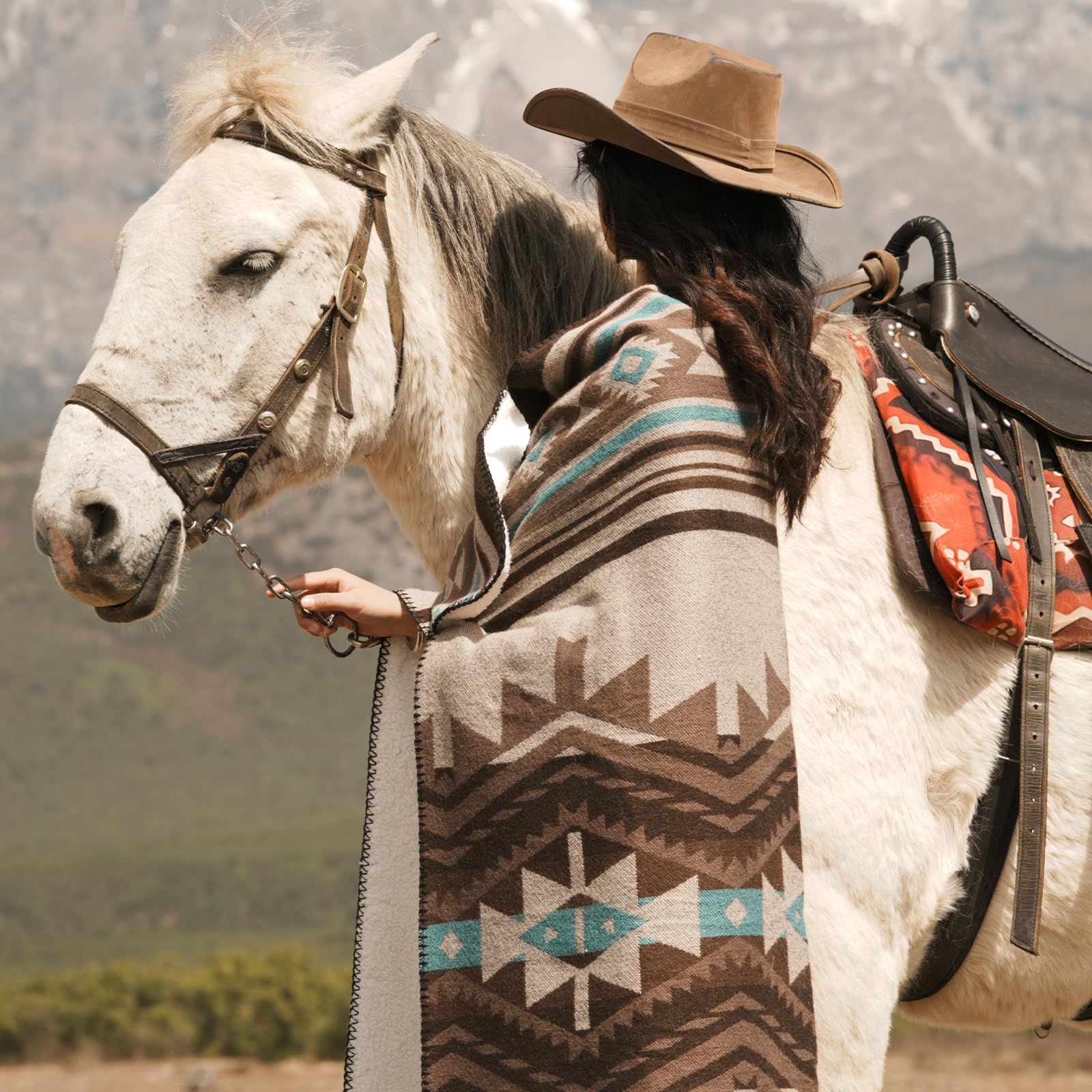 HORIMOTE HOME Aztec Sherpa Fleece Throw Blanket- Ultra-Soft Cosy Sofa Throws for Camping & Outdoor &Garden, Boho Couch Decor - Image 2