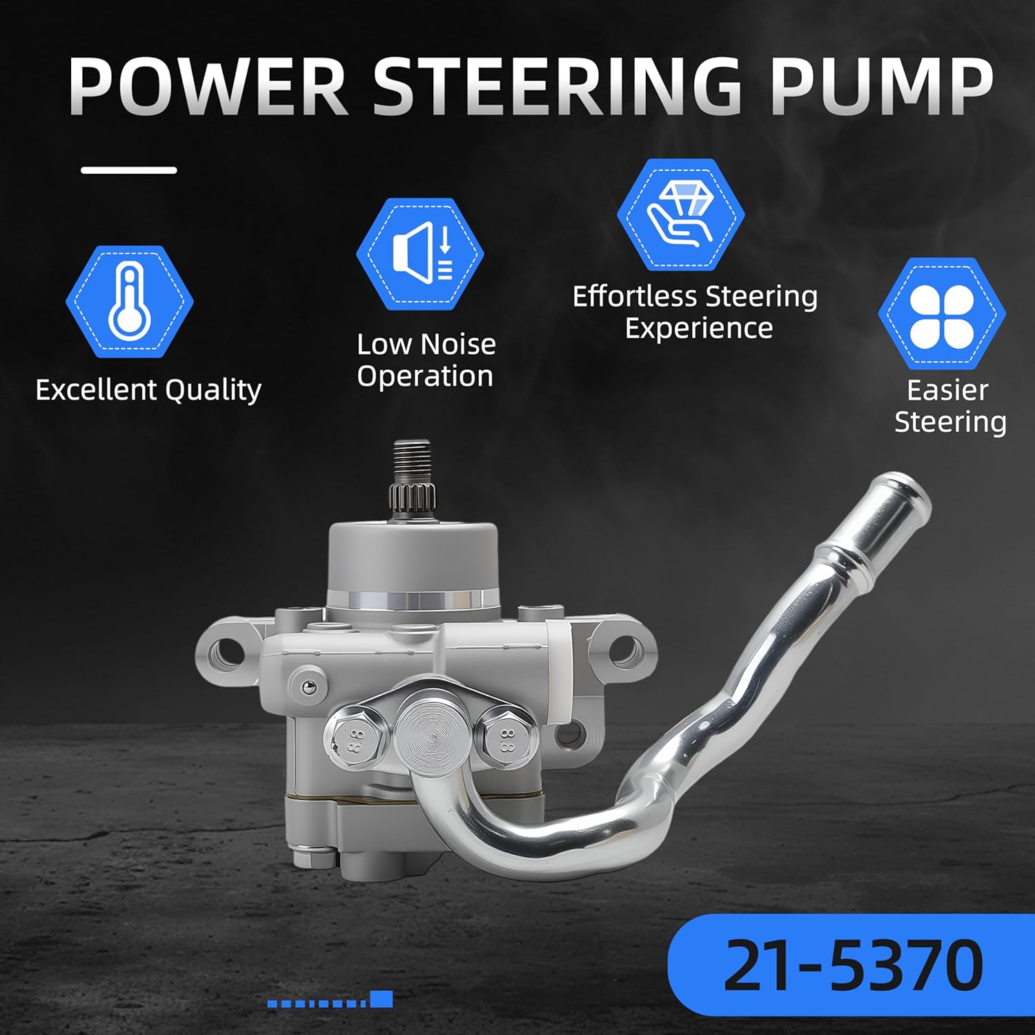Power Steering Pump, for Ford Escape 2004-2007, for Mazda Tribute 2005-2006, for Mercury Mariner 2005-2007, V6 3.0L Gas, Replace 21-5370, 965370, 5L8Z3A674BA, 5L8Z3A696BA, 6L8Z3A696BA