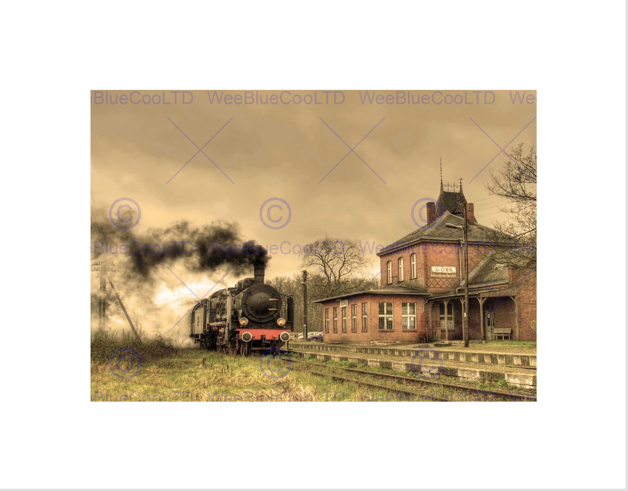 Wee Blue Coo Old Retro Steam Train Locomotive Engine Picture Wall Art Print