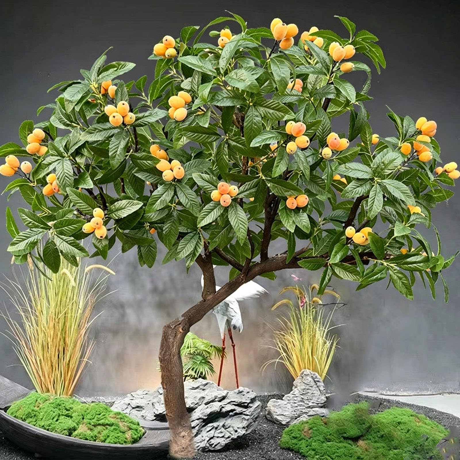 Artificial Green Plant Fruits Decoration, Artificial Orange Tree, with Solid Wood Trunk, Indoor Home Hotel Mall Decorative(5x5m)